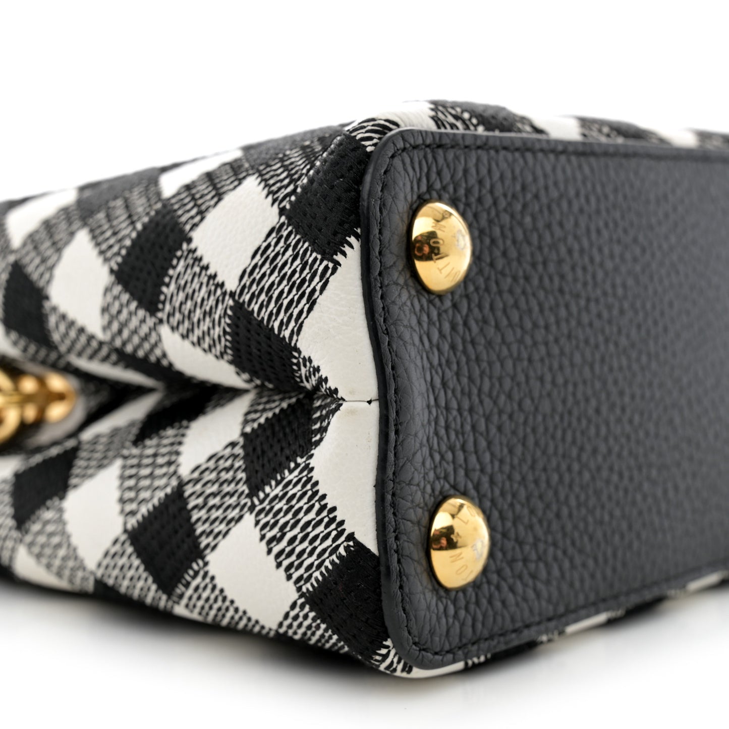 Taurillon Embroidered Vichy Capucines BB Black White