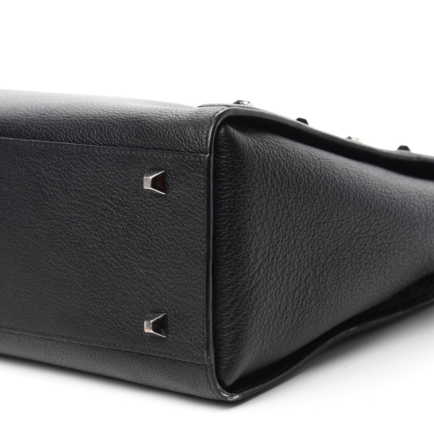 Grained Calfskin Large Catherine Studs Tote Black