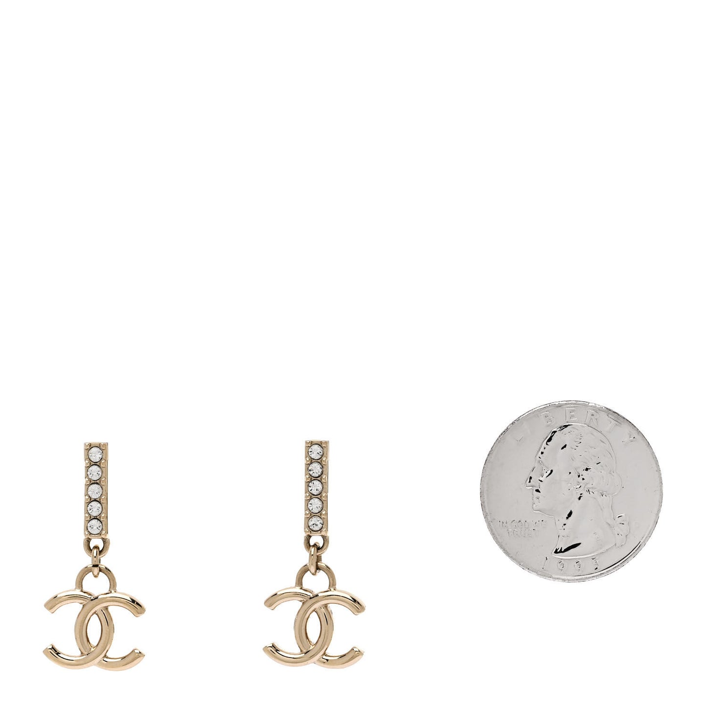Crystal CC Drop Earrings Gold