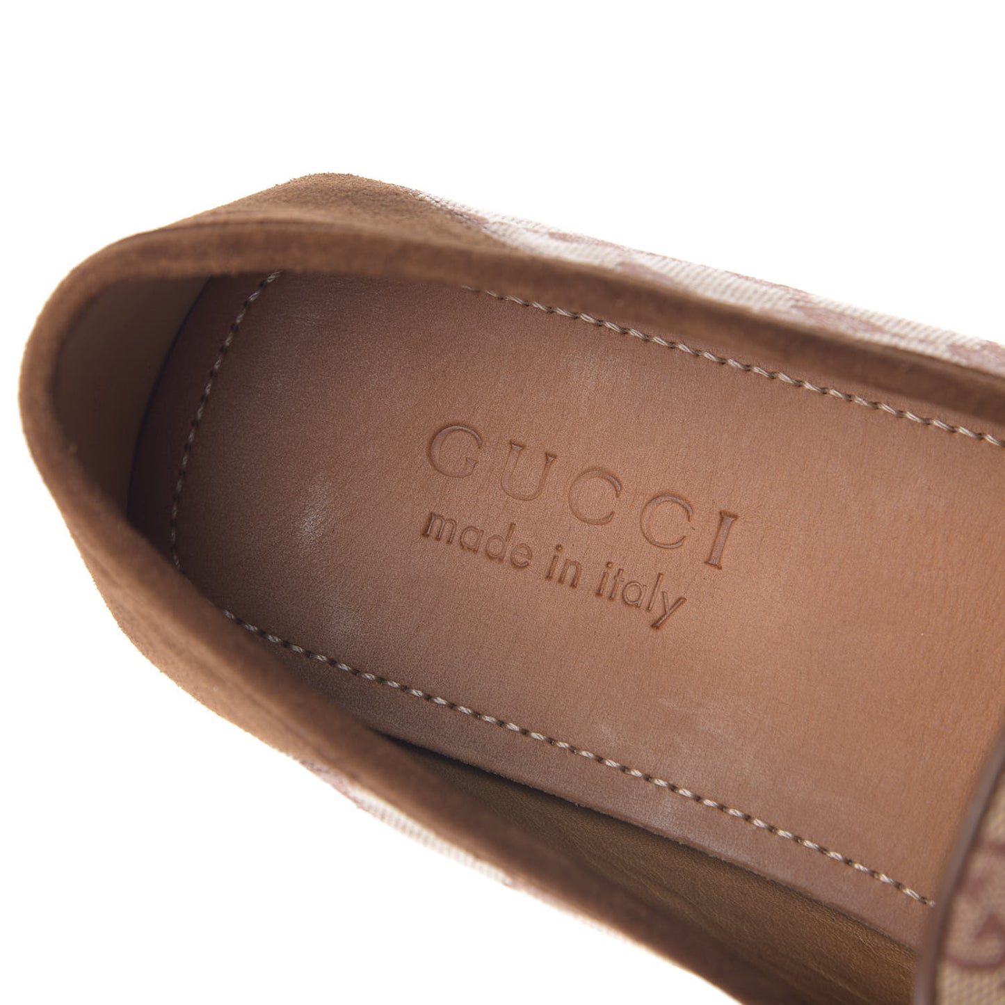 GG Monogram Suede Mens Driver Loafers 7 Beige Ruggine Cuir