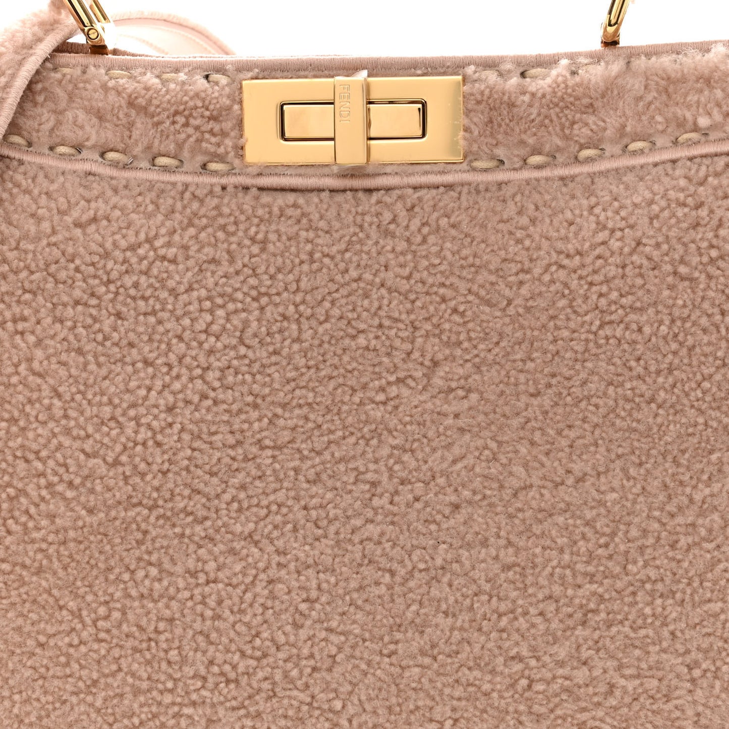 Curly Shearling Shiny Nappa Medium Peekaboo I SEE U Satchel Rosa Plaster