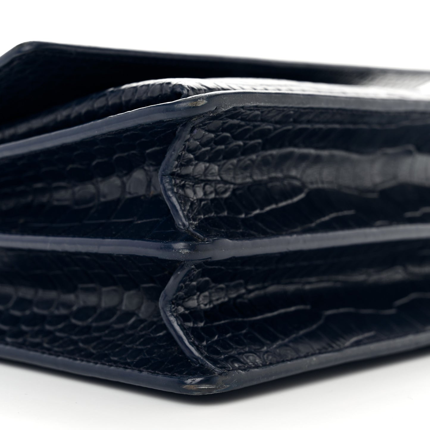 Calfskin Crocodile Embossed Medium Monogram Sunset Navy
