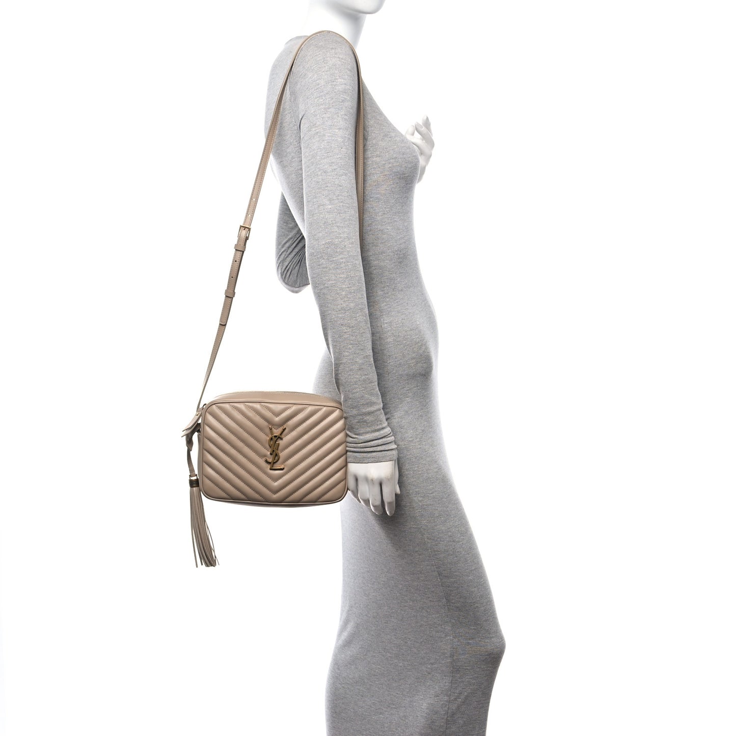 Calfskin Matelasse Monogram Lou Camera Bag Dark Beige