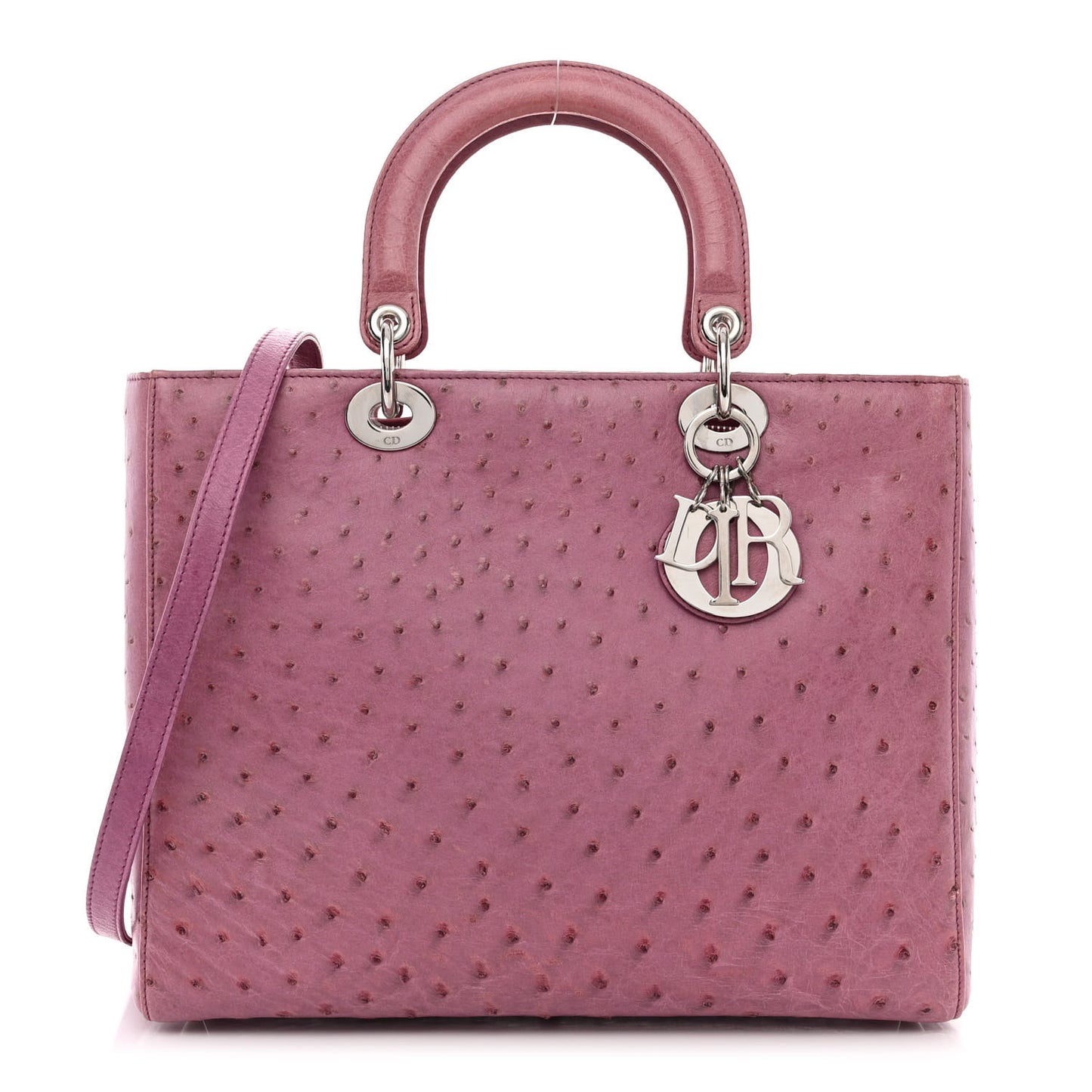 Ostrich Large Lady Dior Pink