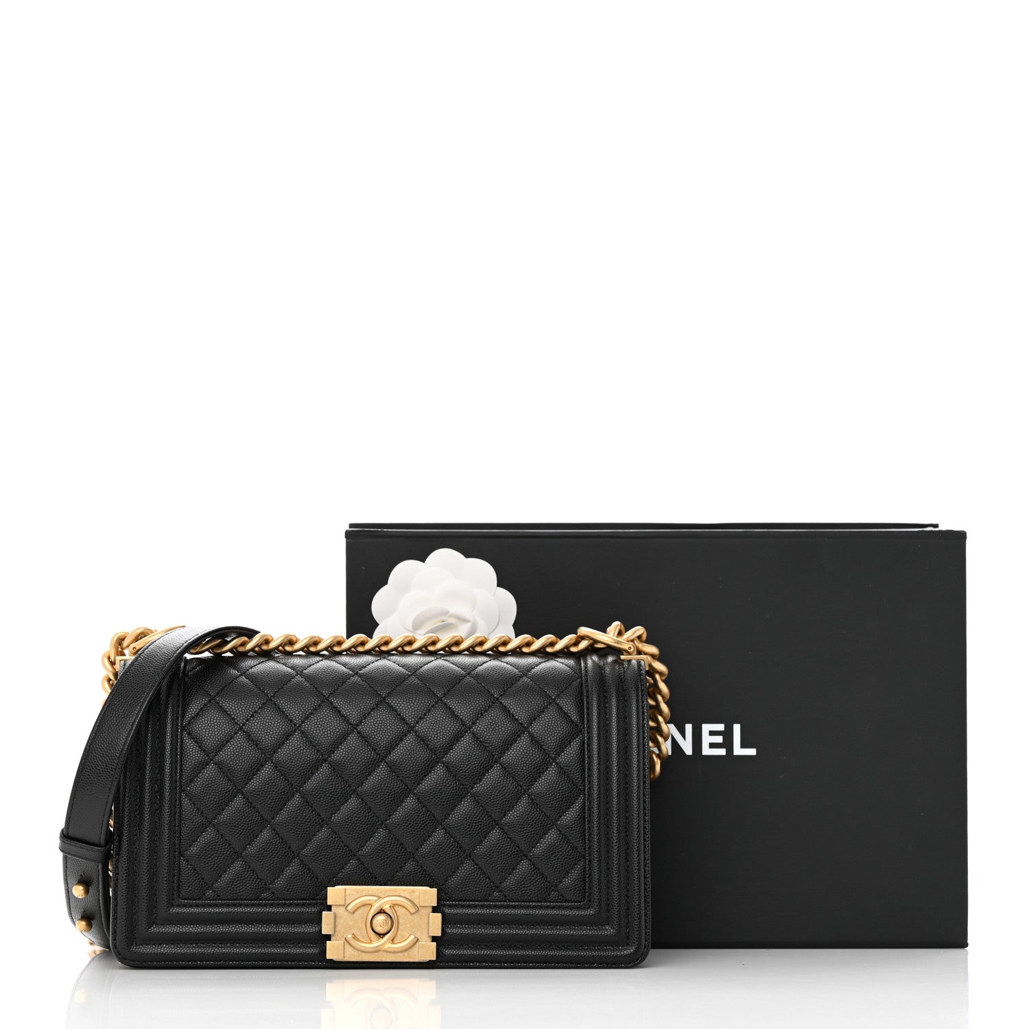 Chanel Caviar Quilted Medium Boy Flap Black 11 of 11