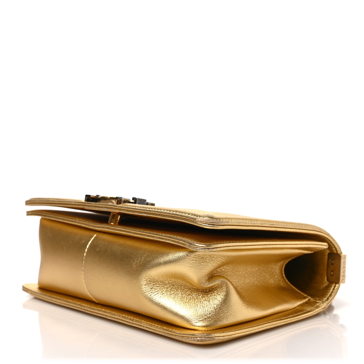 Chanel Metallic Lambskin Embossed Medium Cube Boy Flap Gold 19 of 19