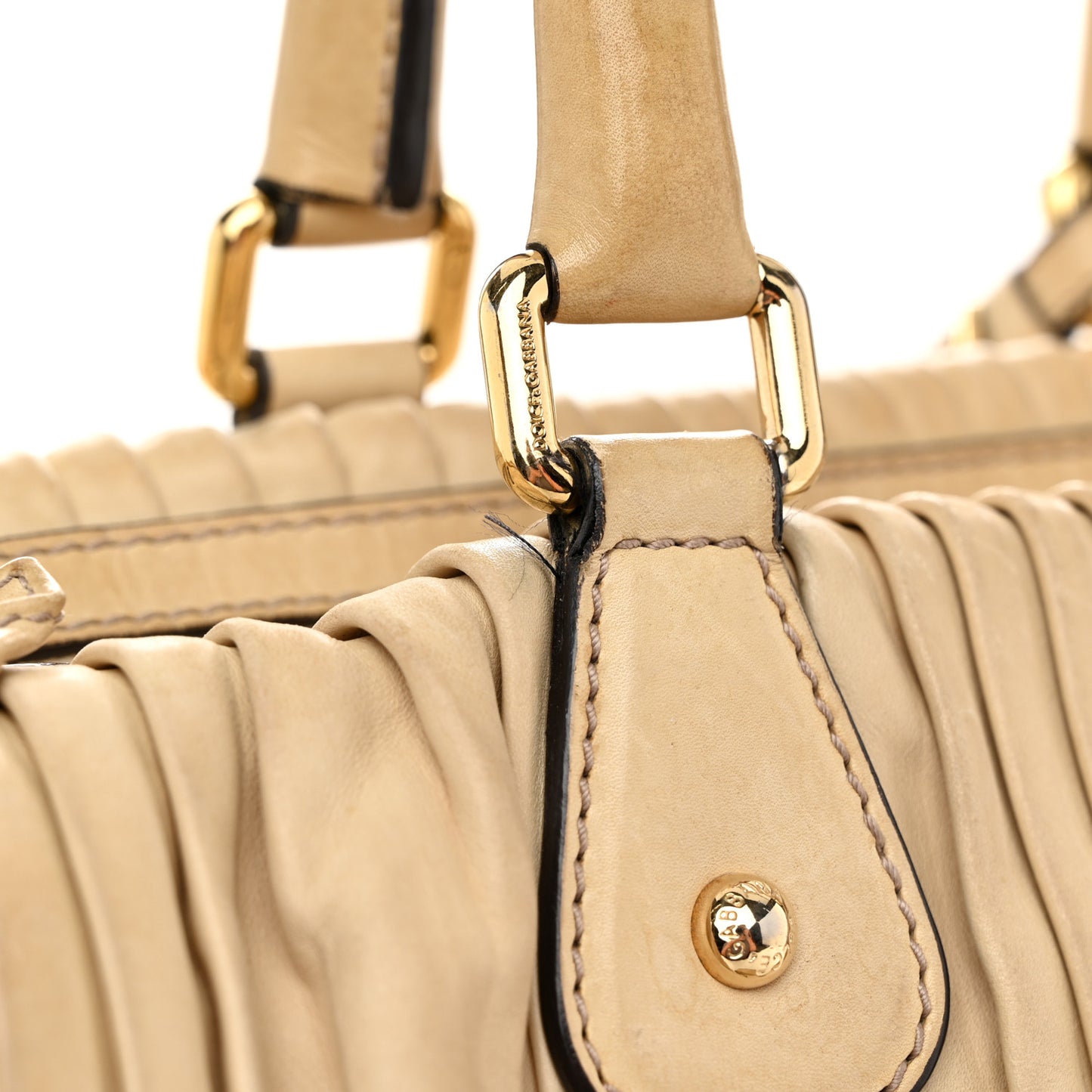 Calfskin Pleated Miss Gin Ruffle Bowler Tan
