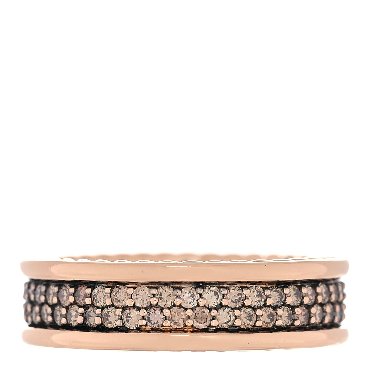 David Yurman 18K Rose Gold Cognac Diamond Streamline Two Row Pave Band Ring 65 11 1 of 5