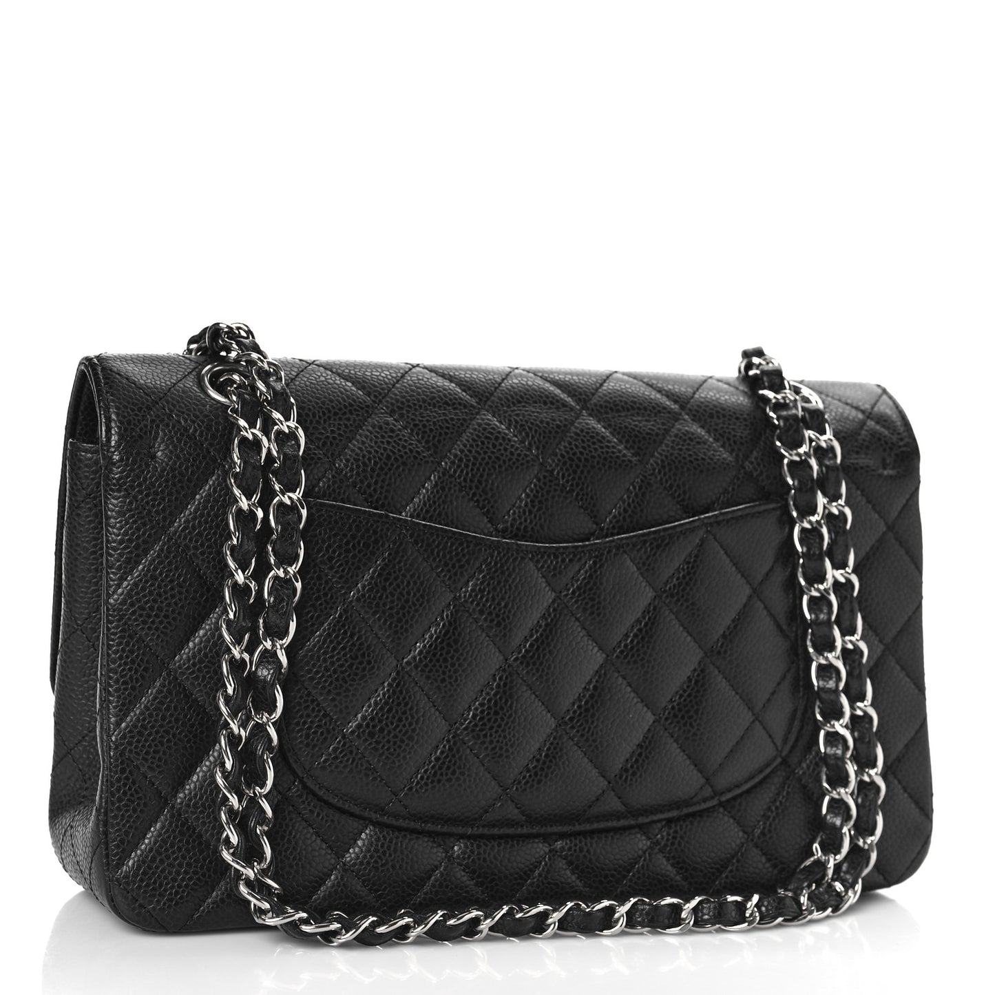 Caviar Quilted Medium Double Flap Black