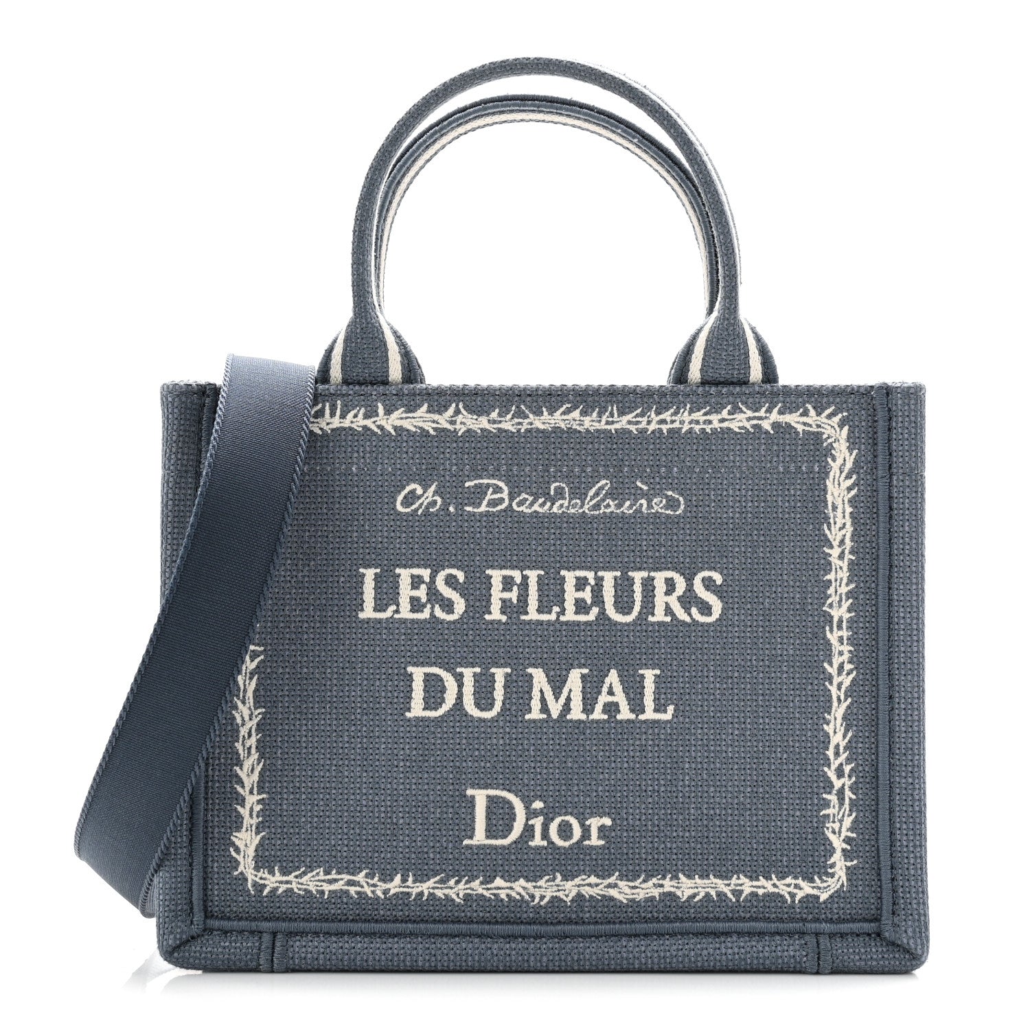Christian Dior Canvas Embroidered Les Fleurs du Mal Mini Book Tote