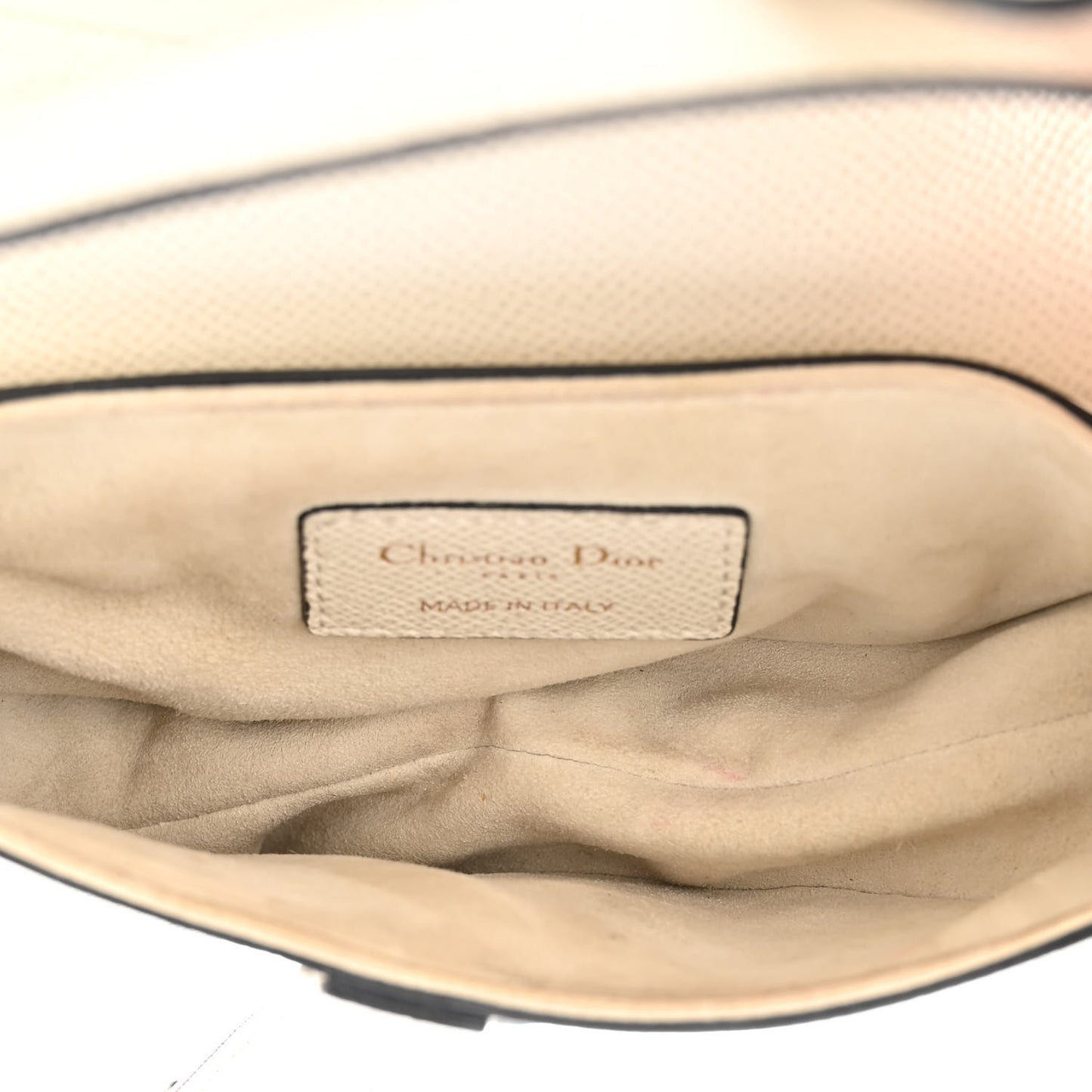 Grained Calfskin Mini Saddle Bag White