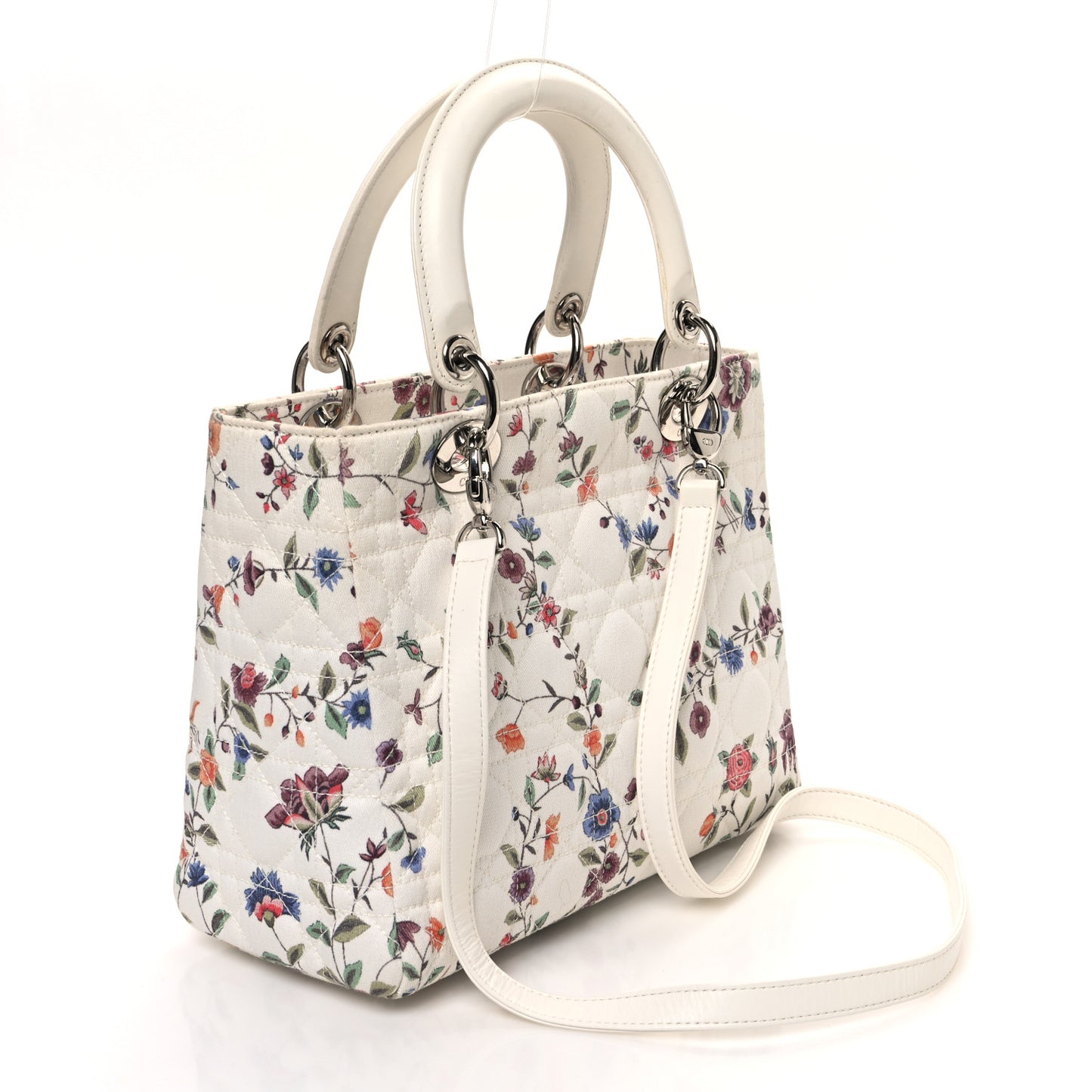 Canvas Nagoya Floral Medium Lady Dior White Multicolor