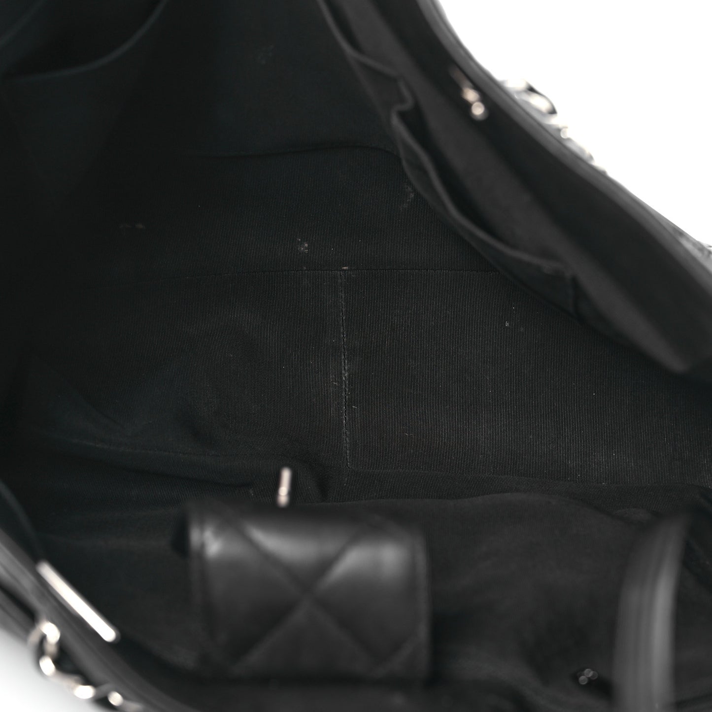 Calfskin Quilted Large CC Shopping Tote Black