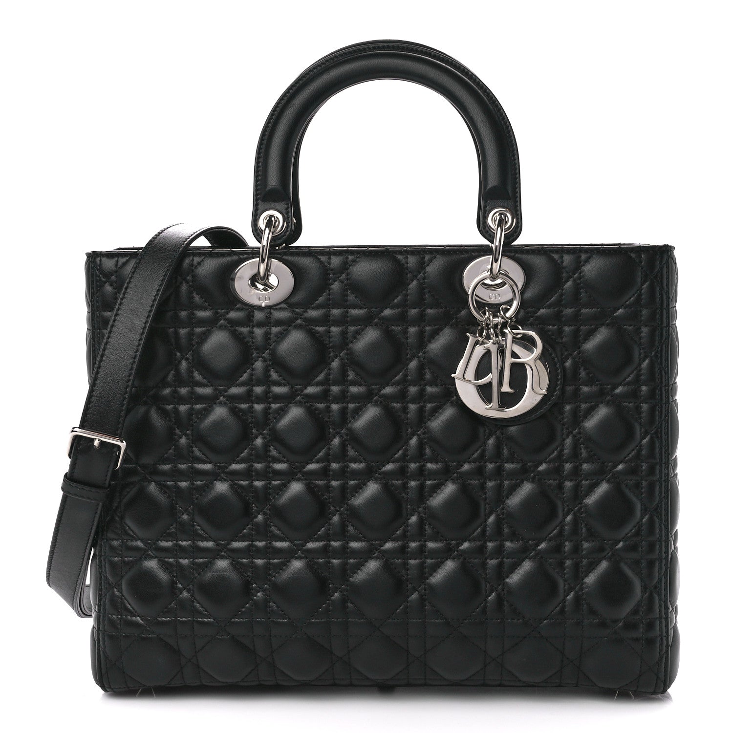 Christian Dior Lambskin Cannage Large Lady Dior Black 1 of 10