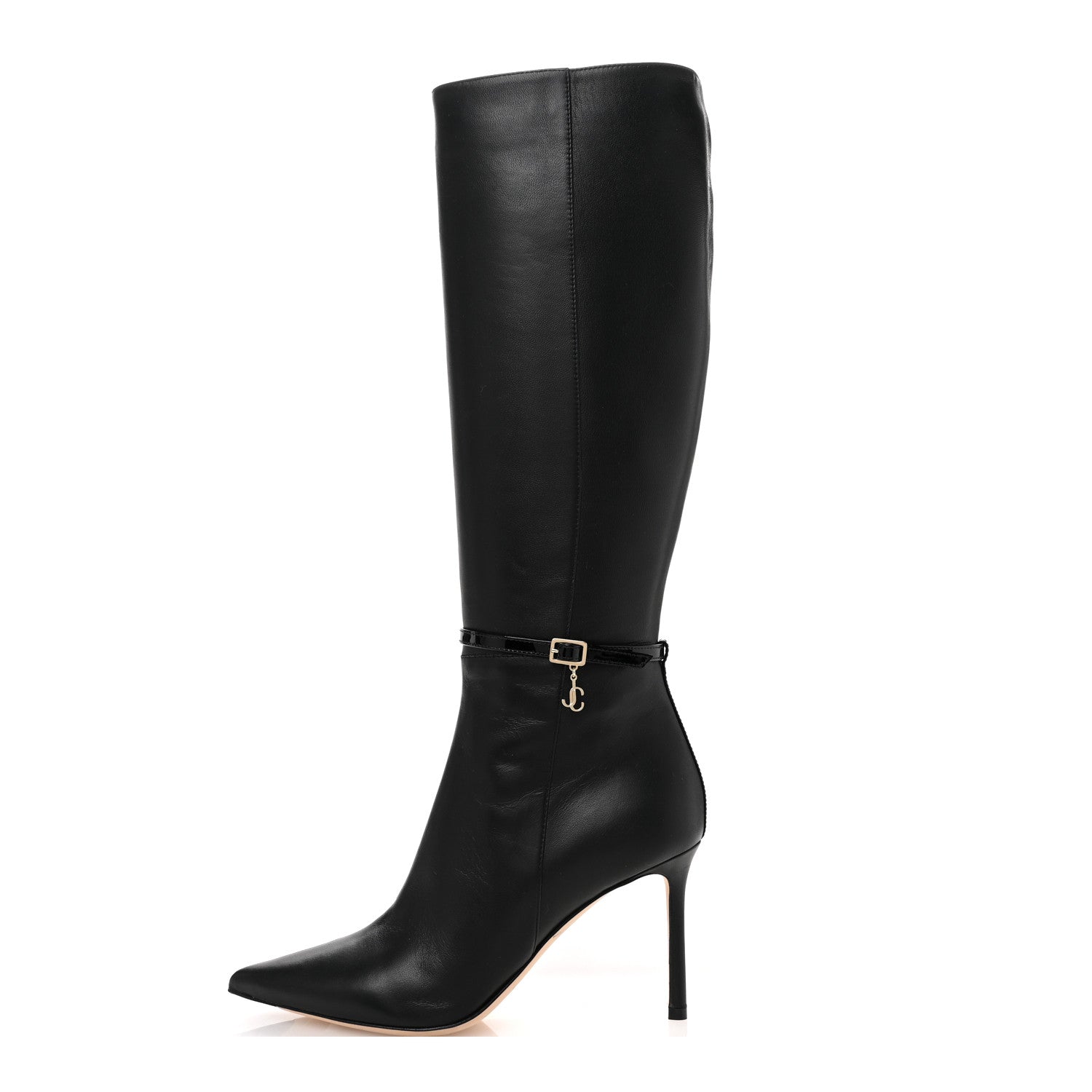 Jimmy Choo Calfskin Leni KB 85 Knee High Boots 38 Black 1671820