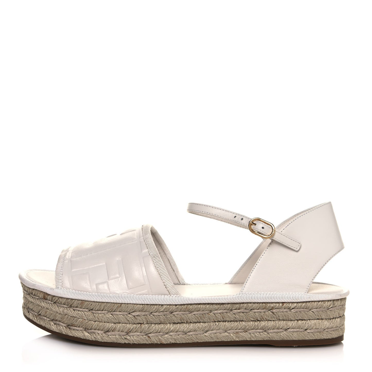 Nappa FF Embossed Espadrille Platform Sandals 38 Snow