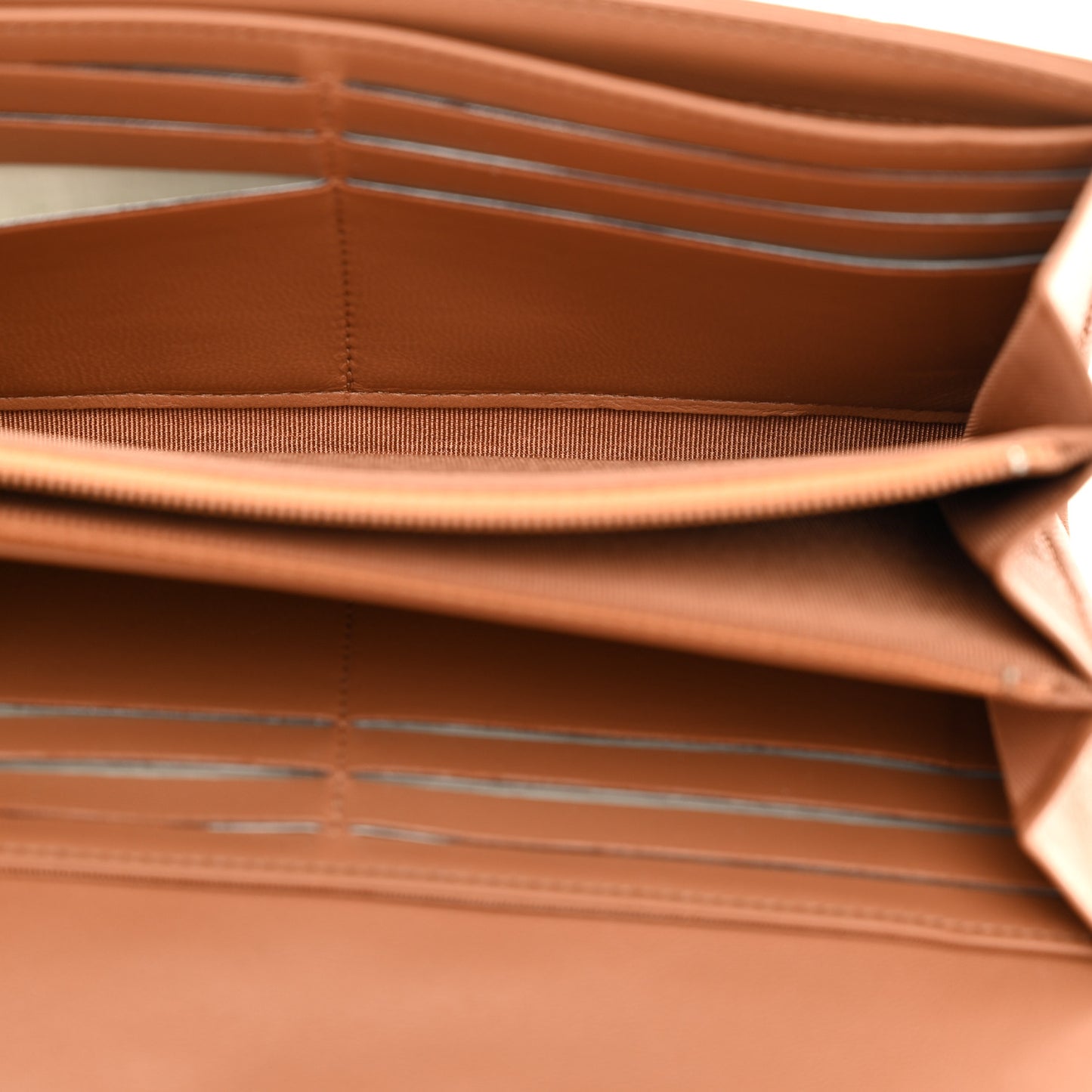 Lambskin Quilted Large Gusset Flap Wallet Brown