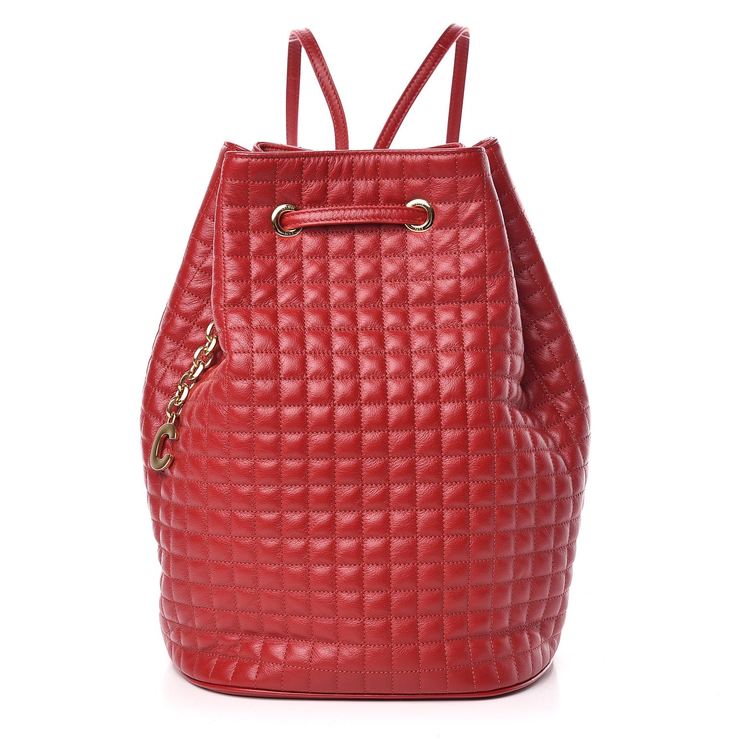 Calfskin Quilted Small C Backpack Red
