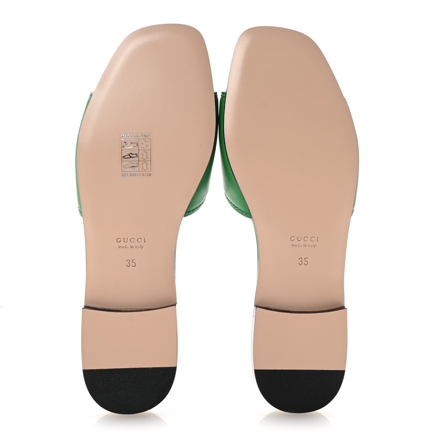 Cosmos Softy Calfskin Interlocking G Cut Out Slide Sandals 35 New Shamarock