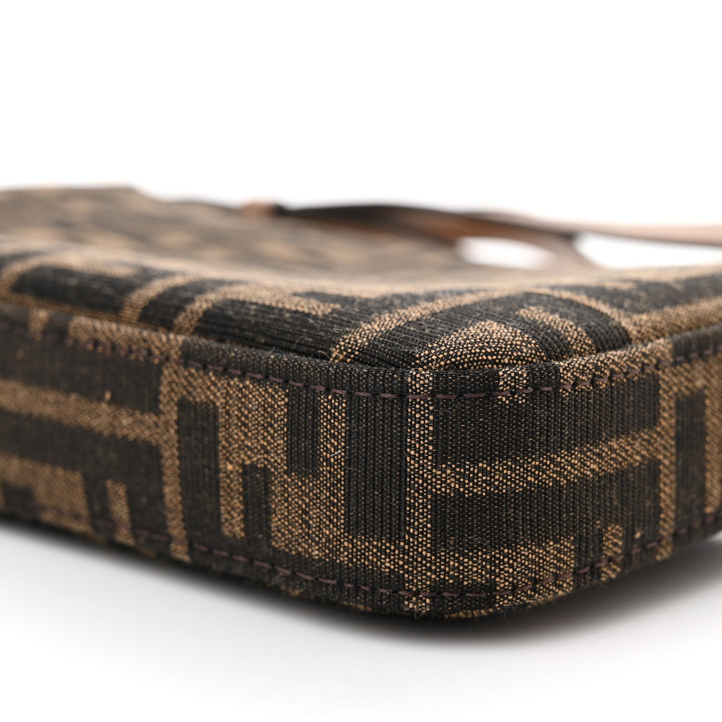 Fabric Jacquard Vitello Grace FF 1974 Baguette Pouch Tobacco Moro Sand