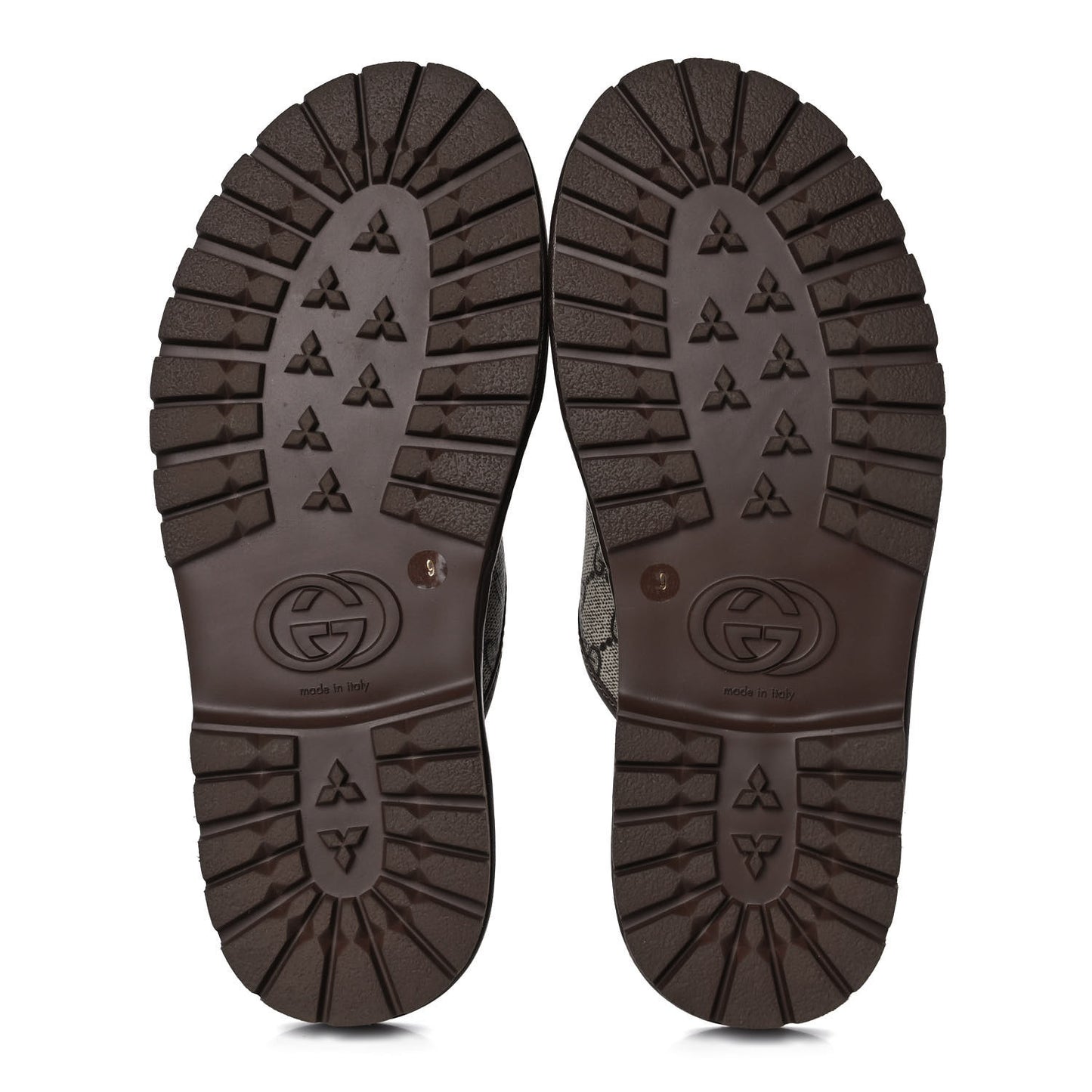 GG Supreme Monogram Granada Kid Mens Lug Sole Slide Sandals 9 Beige New Acero