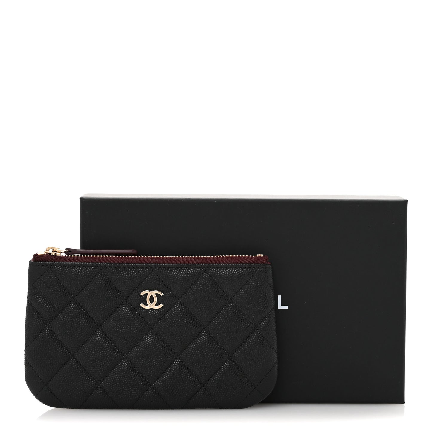 Caviar Quilted Small Cosmetic Case Black