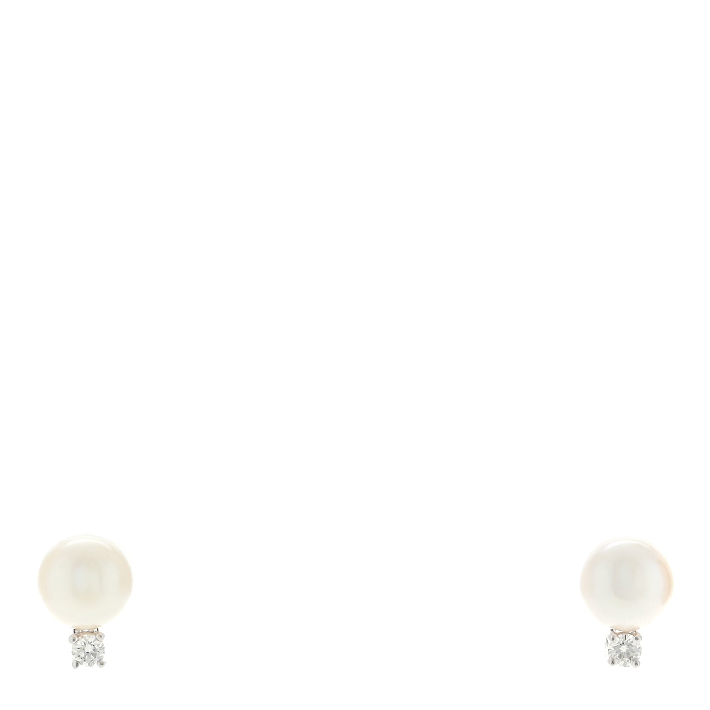18K White Gold Diamond Akoya Pearl 6.5-7mm Signature Earrings
