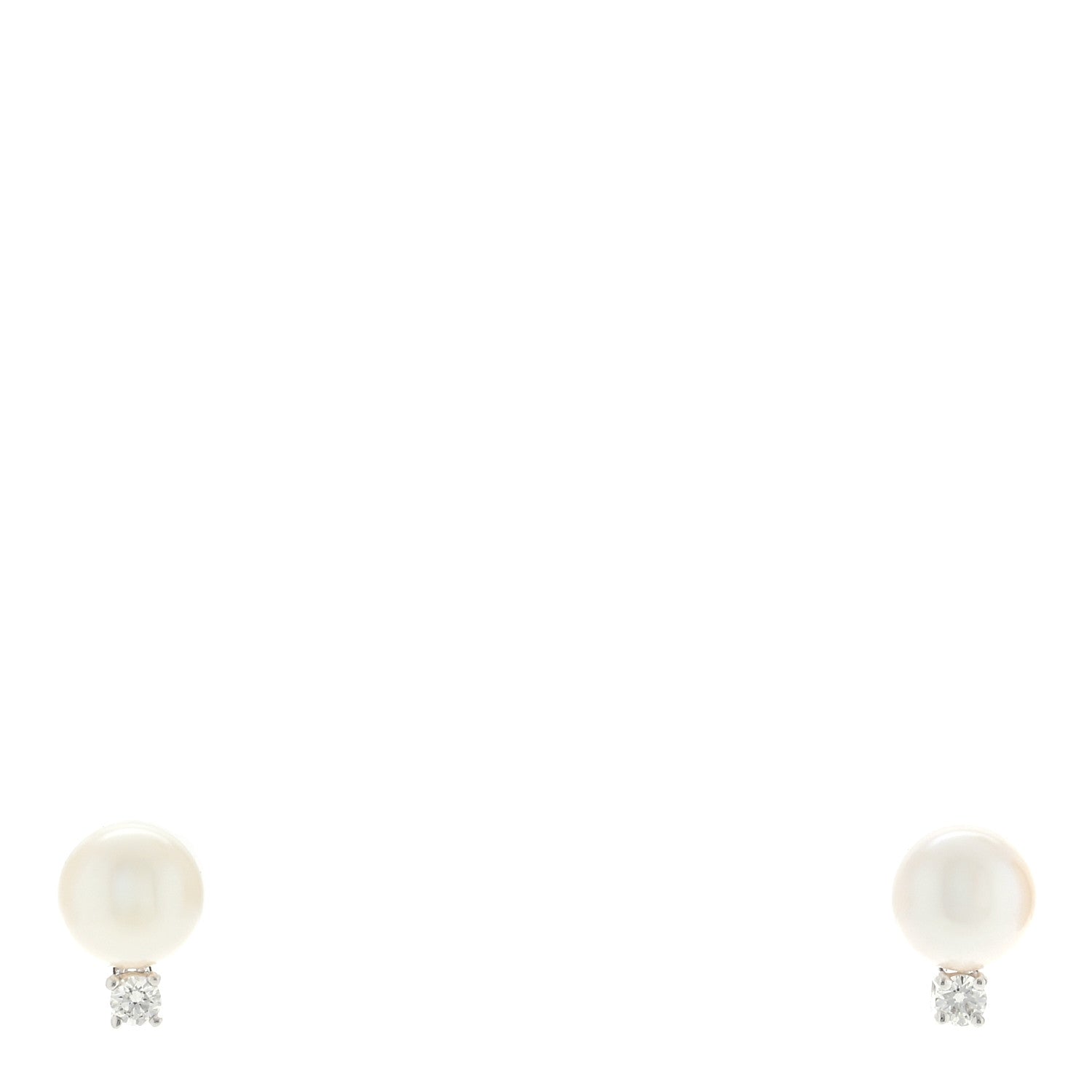 Tiffany 18K White Gold Diamond Akoya Pearl 6.5-7mm Signature Earrings 1 of 4