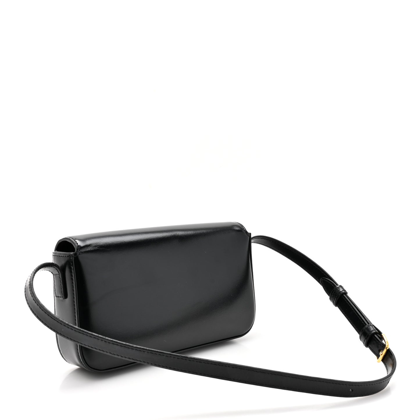 Shiny Calfskin Triomphe Shoulder Bag Black