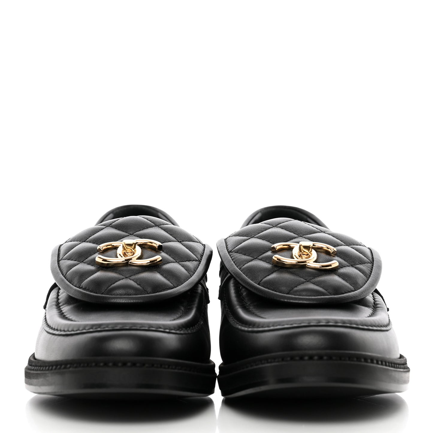 Lambskin Quilted CC Turnlock Loafers 41 Black