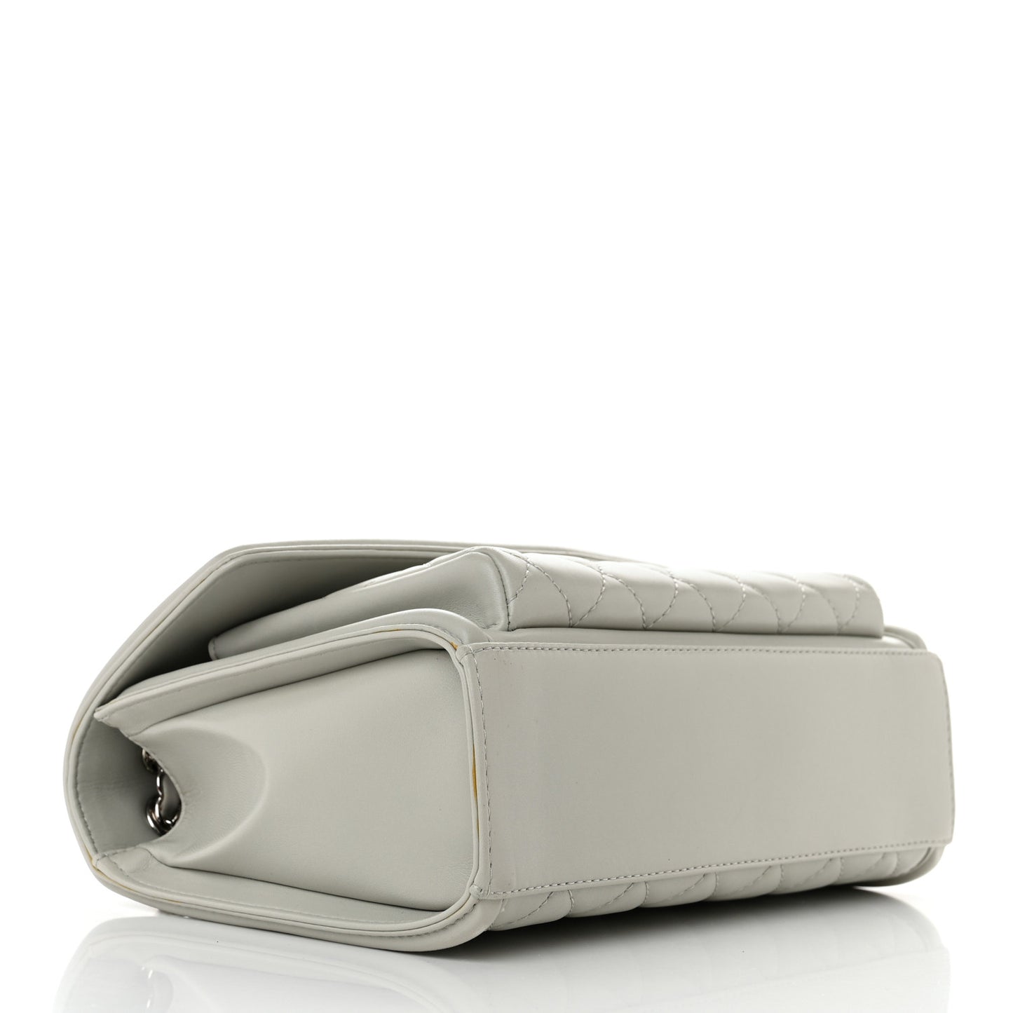 Lambskin Quilted Large Geometric Flap Light Grey