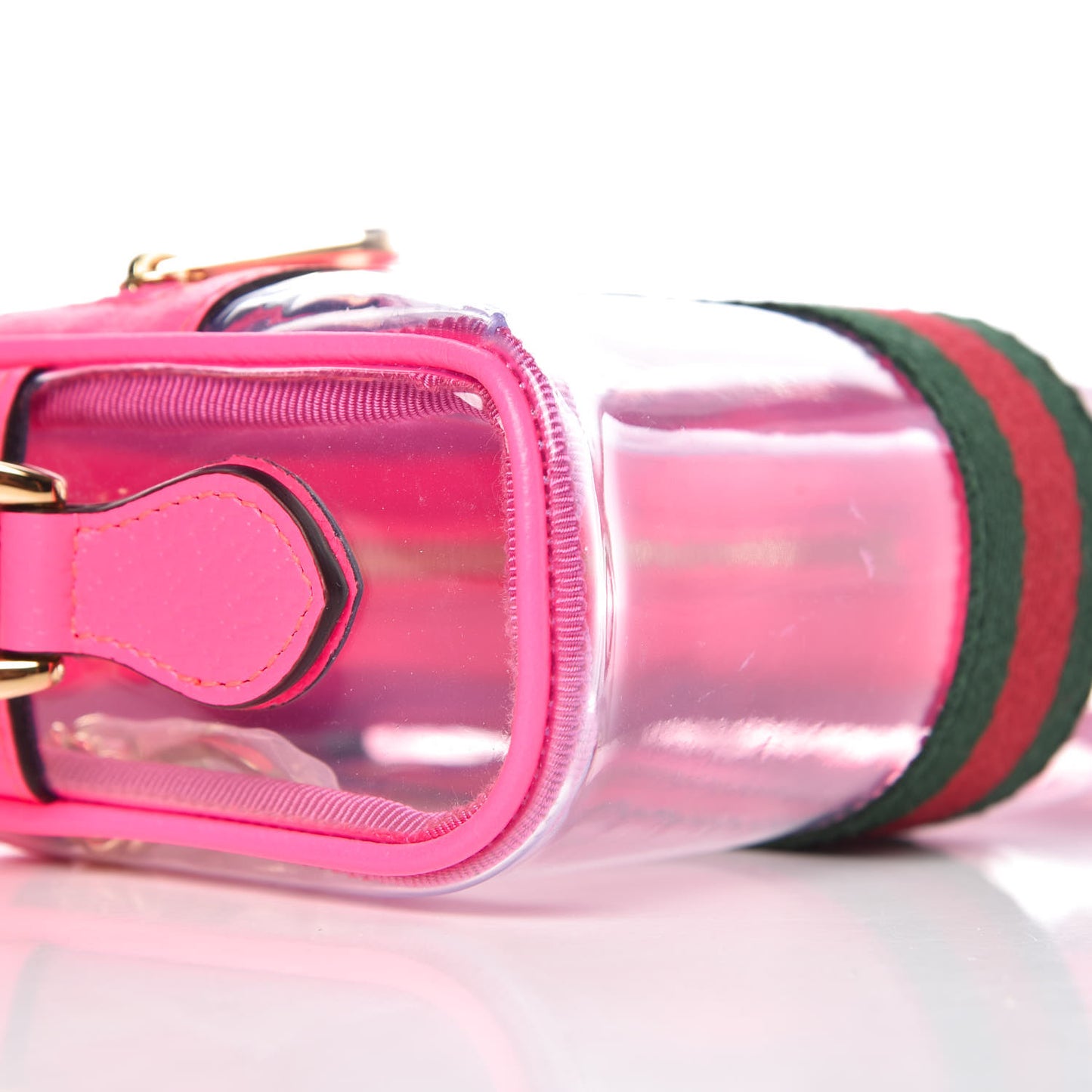 Vinyl Web Mini Ophidia Transparent Shoulder Bag Fluorescent Fuchsia