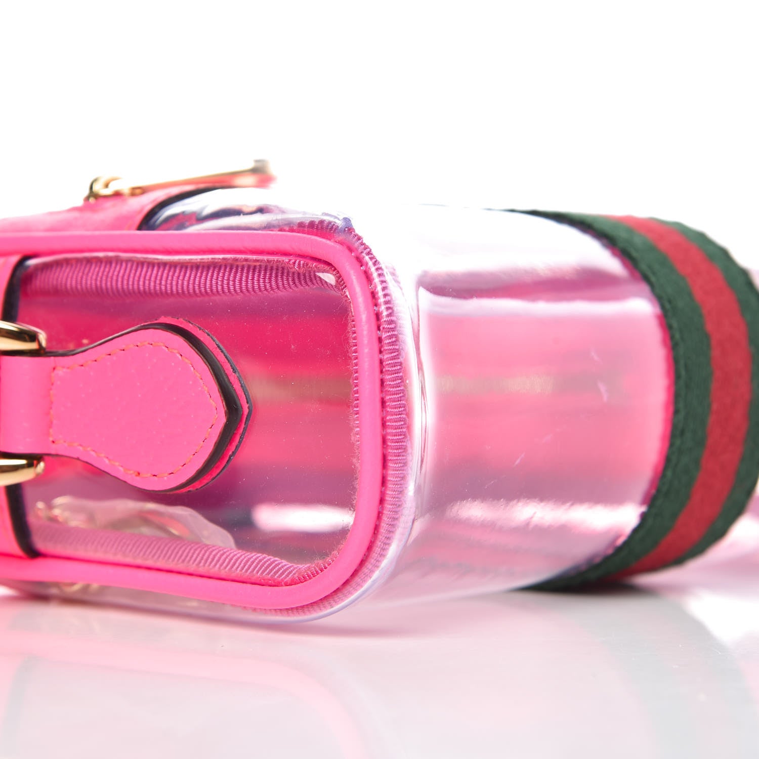 Gucci Vinyl Web Mini Ophidia Transparent Shoulder Bag Fluorescent Fuchsia 7 of 9
