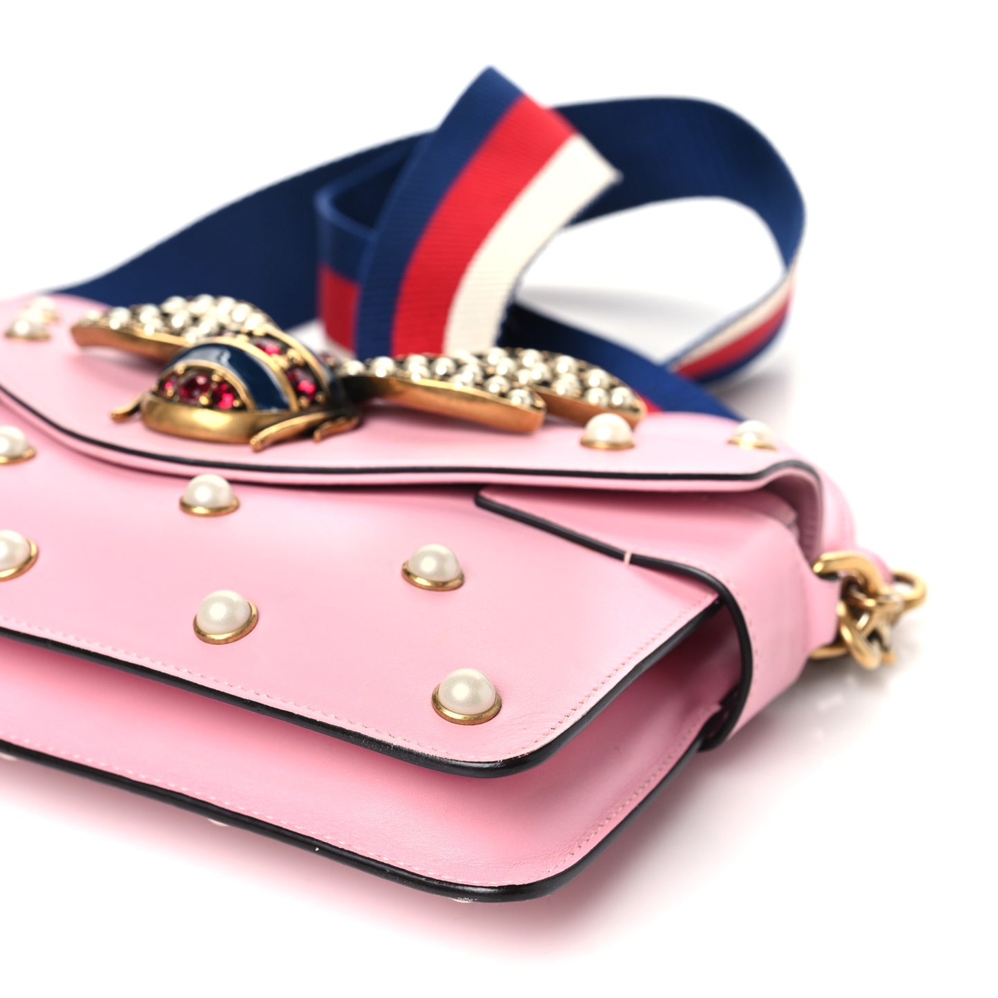 Nappa Pearl Studded Mini Queen Margaret Broadway Shoulder Bag Sugar Pink