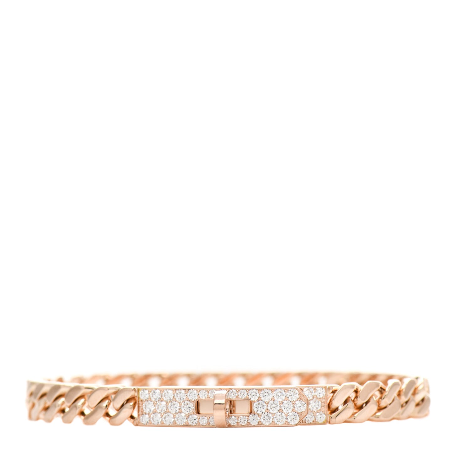 18K Rose Gold Diamond PM Kelly Gourmette Bracelet LG