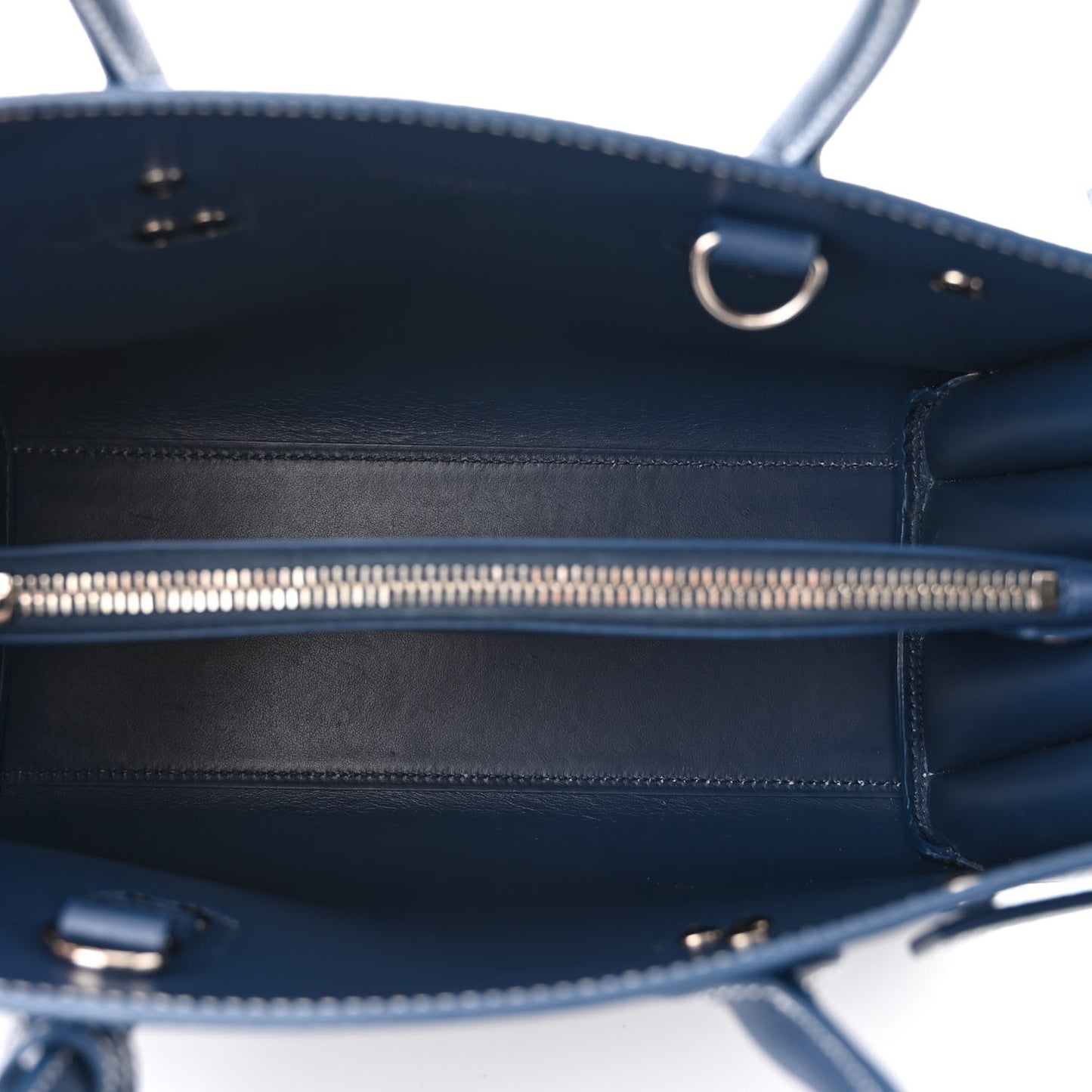 Grained Calfskin Topstitch Baby Sac De Jour Denim
