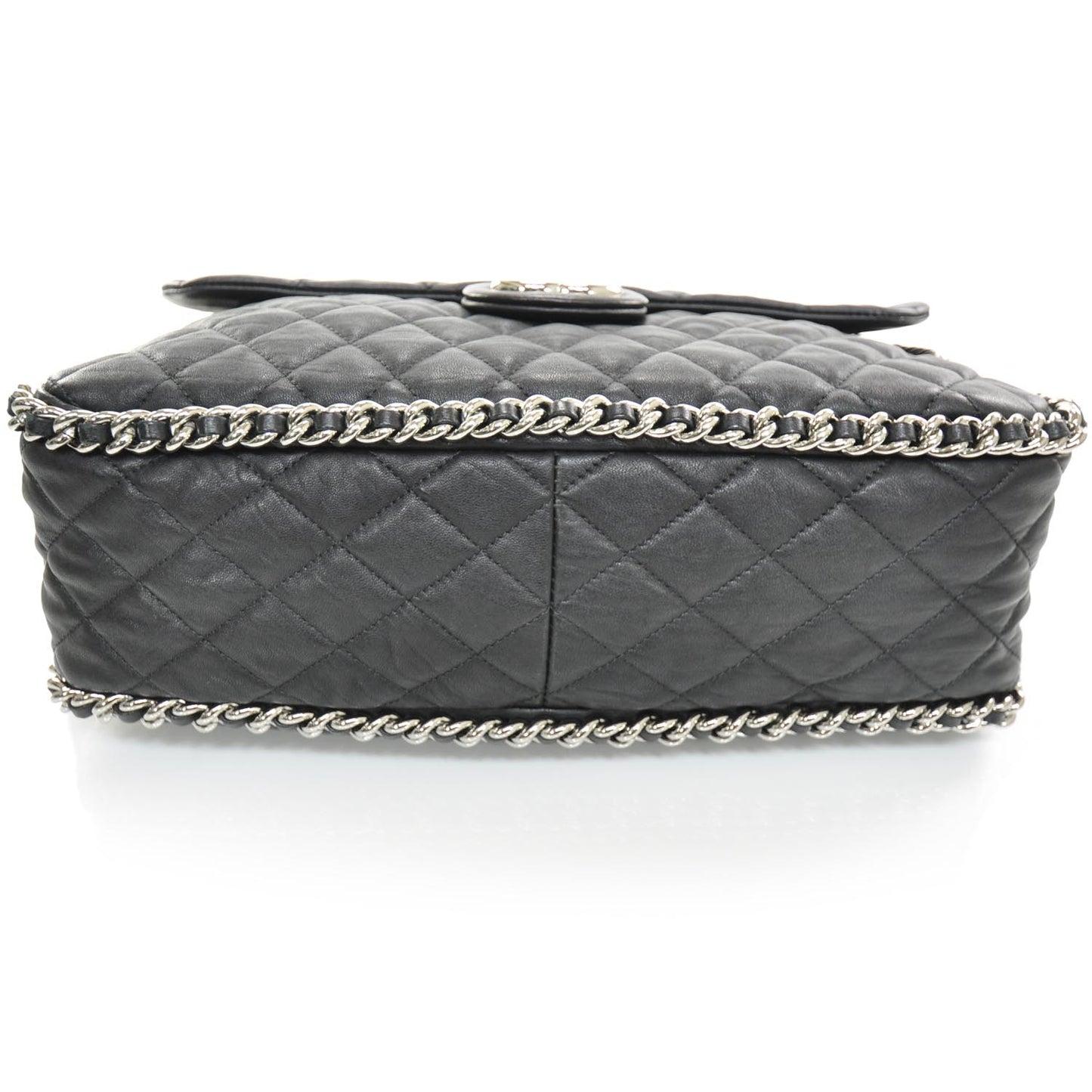 Lambskin Chain Around Maxi Flap Bag Black