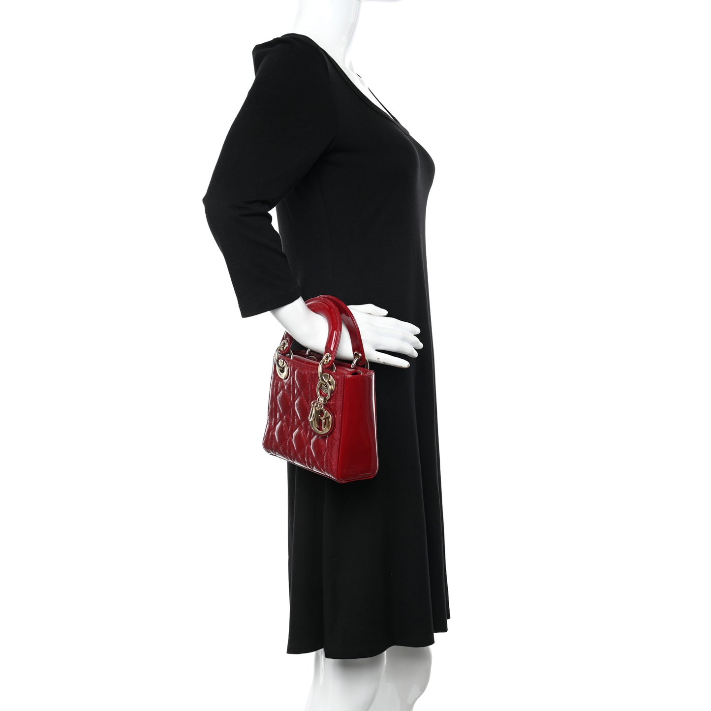 Patent Cannage Mini Lady Dior Red