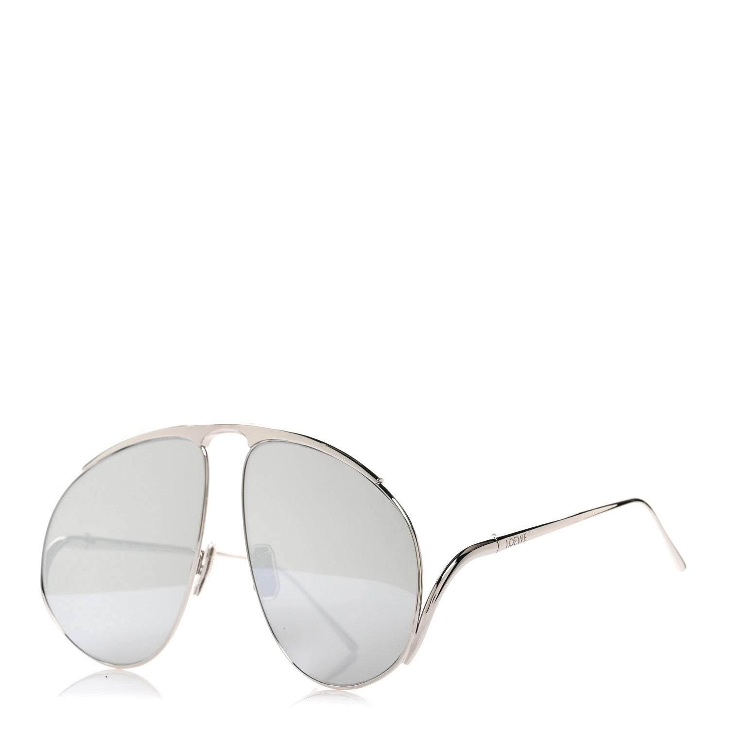 Loewe Metal Hillock Aviator Oversized Sunglasses LW40180U Silver