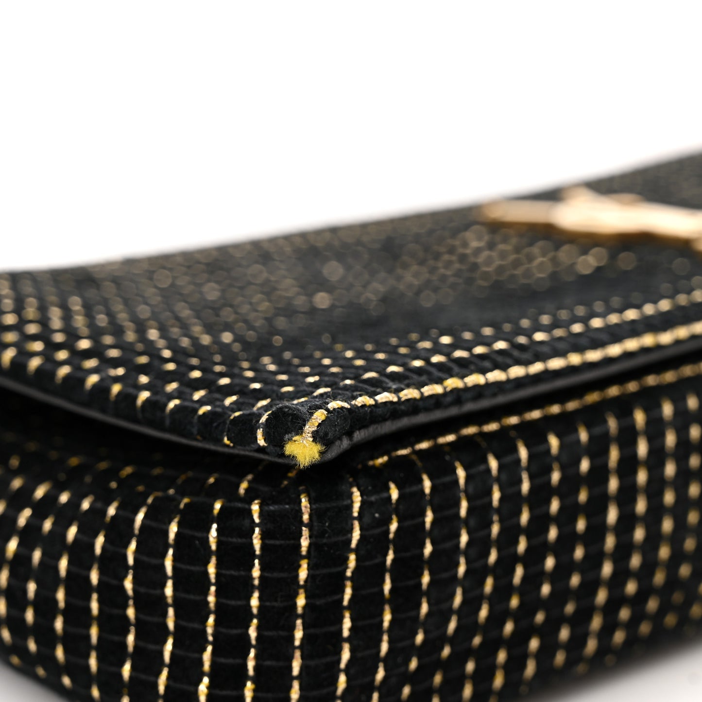 Suede Contrast Stitching Monogram Kate 99 Black