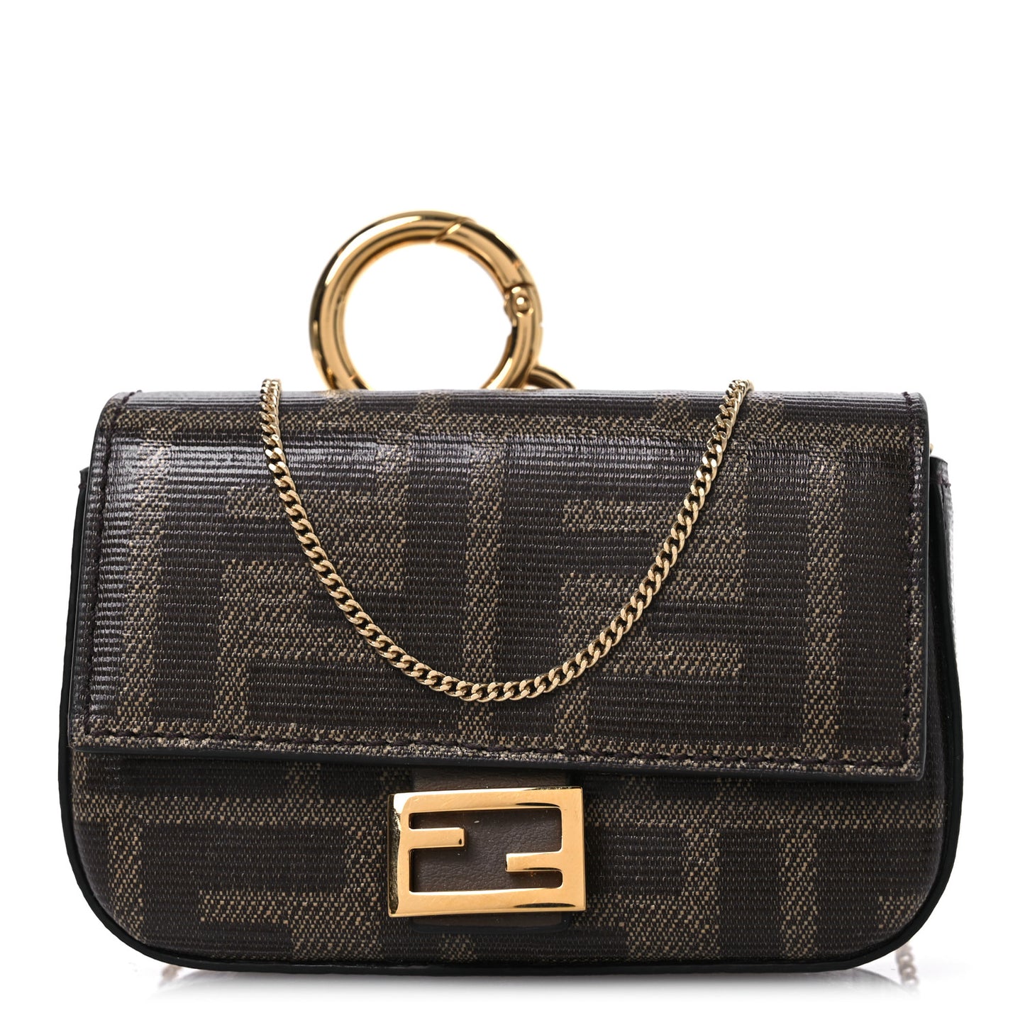 Glazed Fabric FF 1974 Nano Baguette Charm Mogano Panna