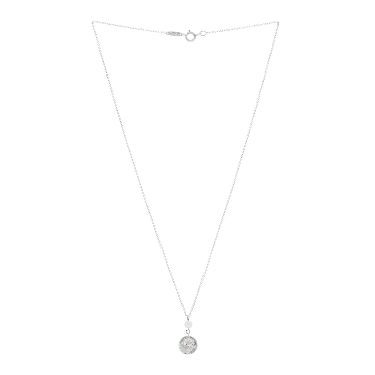 Sterling Silver Pearl Nature Rose Pendant Necklace