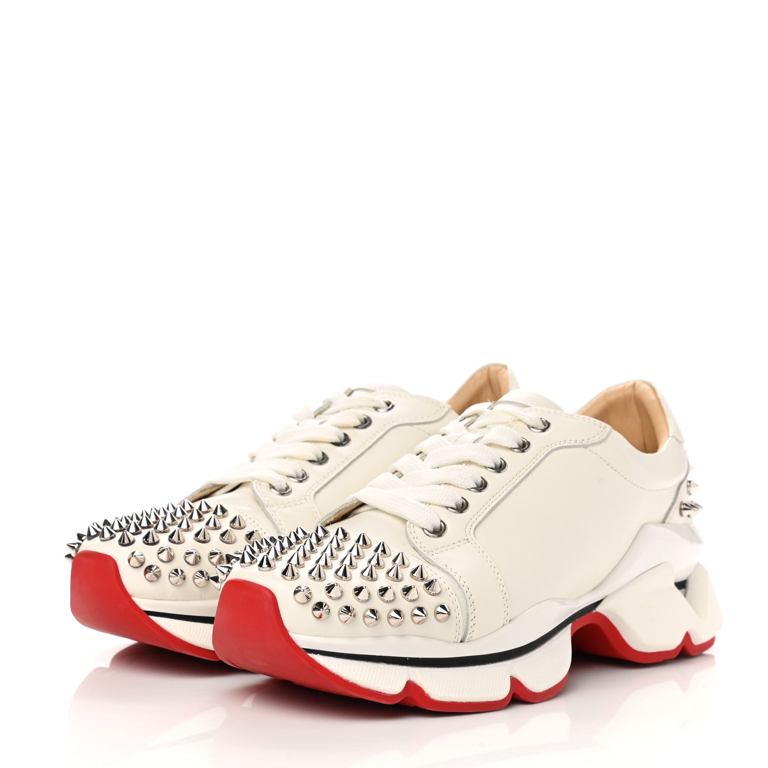 Christian Louboutin Calfskin Spike VRS 2018 Sneakers 37.5 Snow Silver 2 of 11