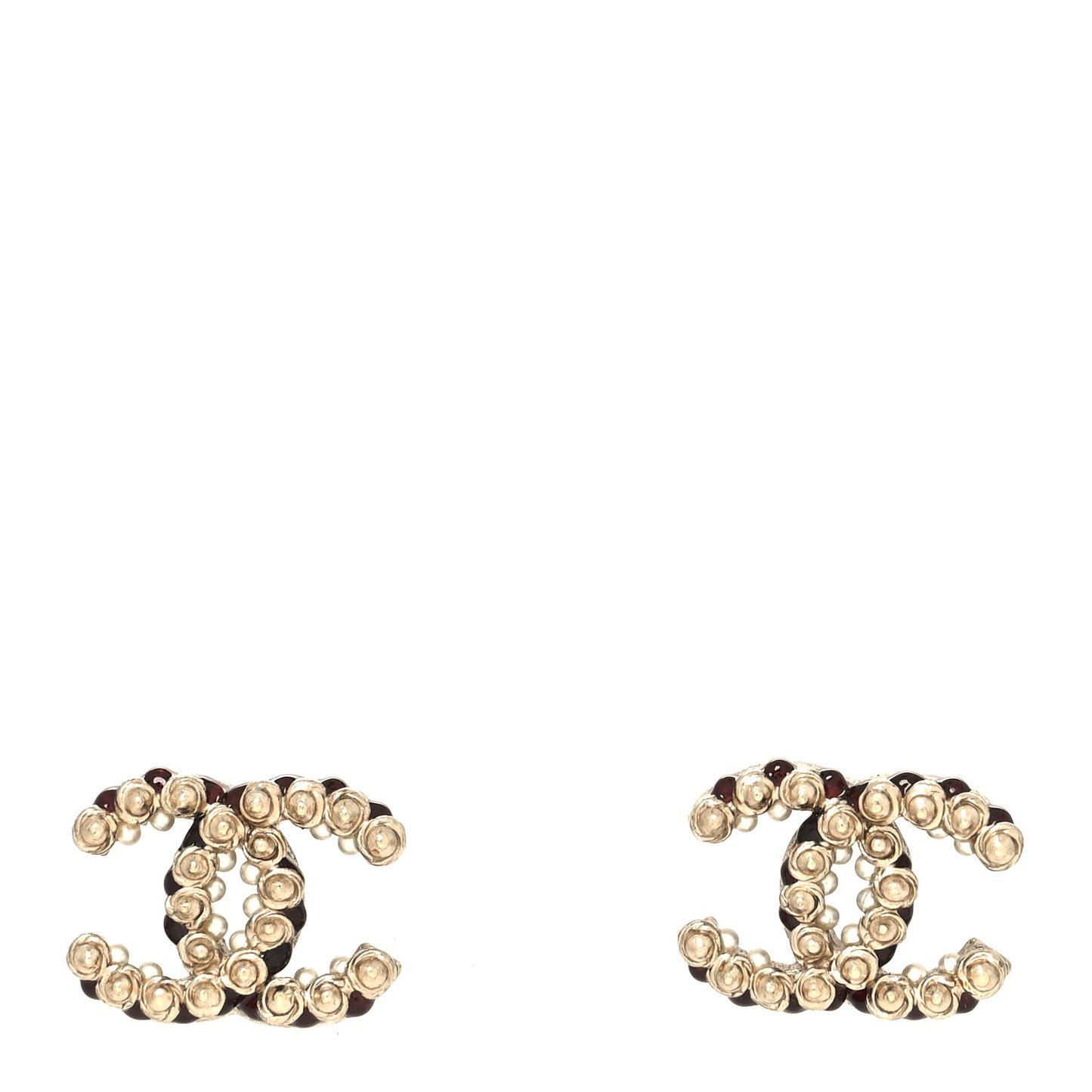 Metal Bead CC Earrings Gold