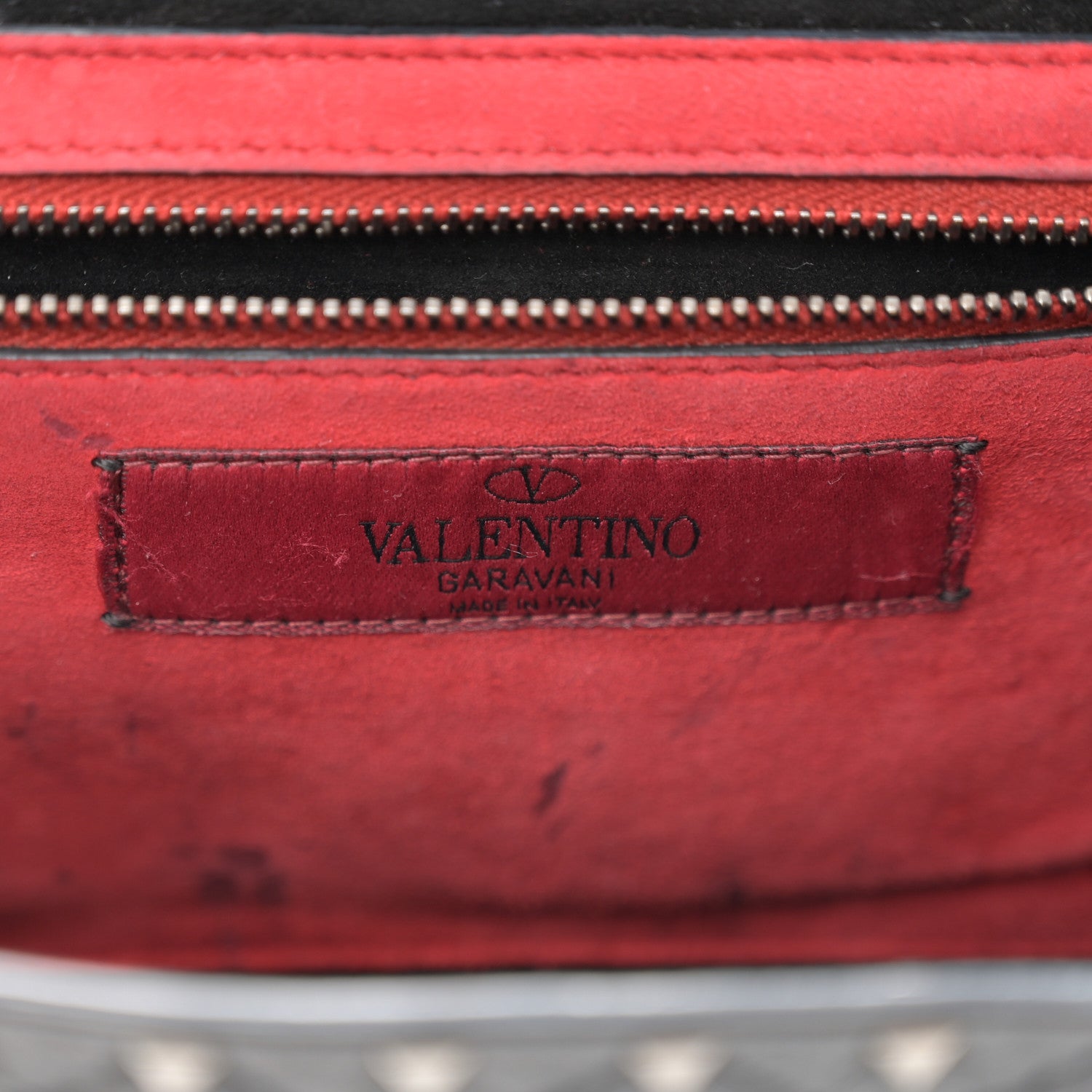 Valentino Garavani Craquele Nappa Rockstud Spike Wallet on Chain Black 6 of 12