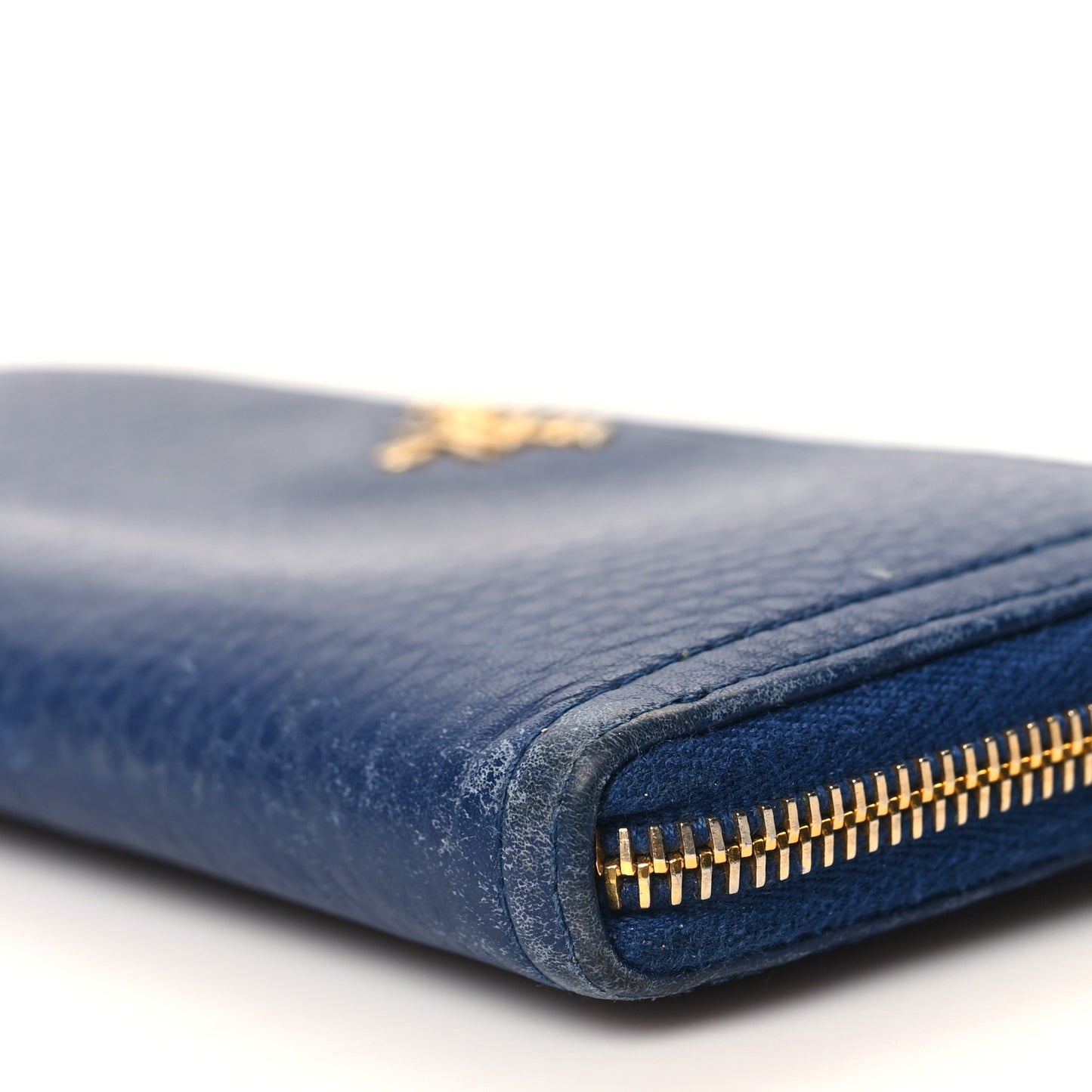 Vitello Daino Zip Around Wallet Navy