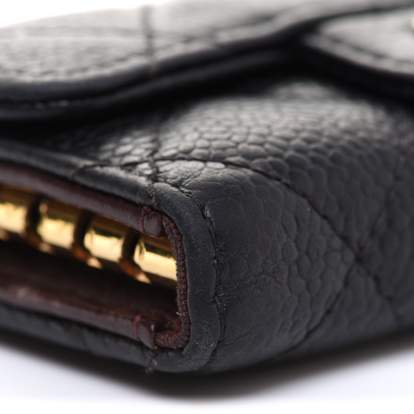 Caviar Quilted 6 Key Holder Black