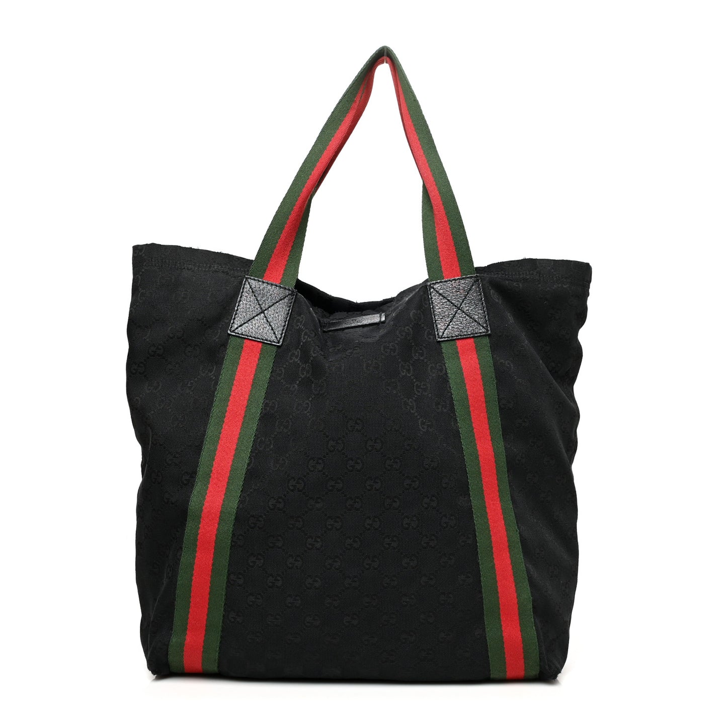 GG Monogram Medium Web Handle Vertical Tote Black