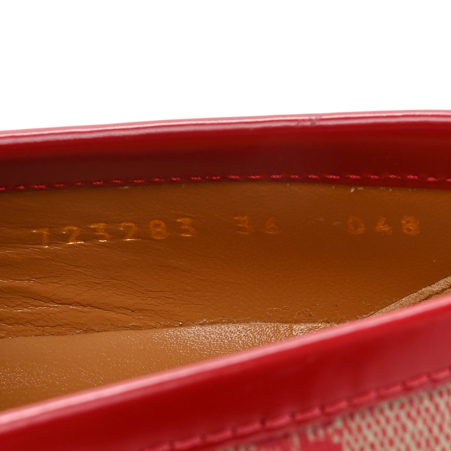 GG Supreme Monogram Cordovan Lux Womens Harald Horsebit 25mm Platform Loafers 36 Beige Hibiscus Red