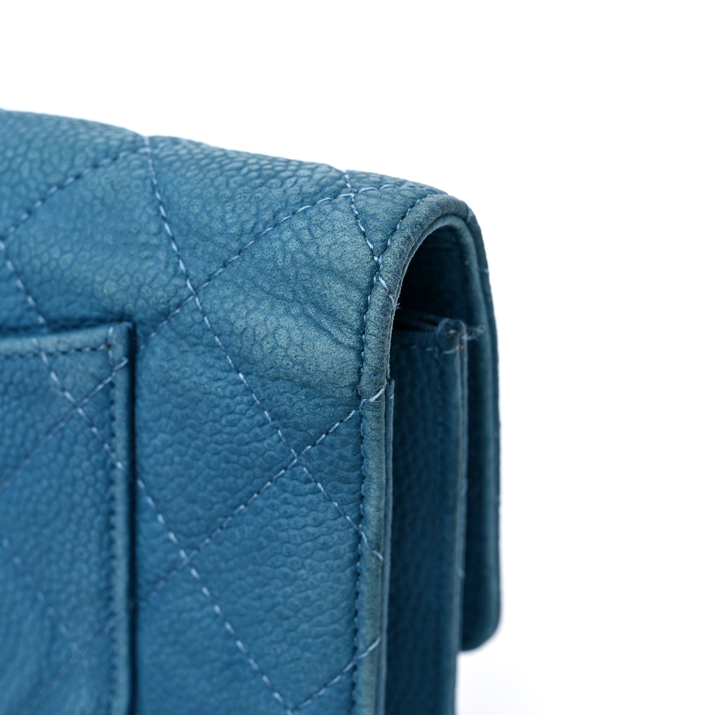 Iridescent Caviar Quilted Travel Wallet Blue